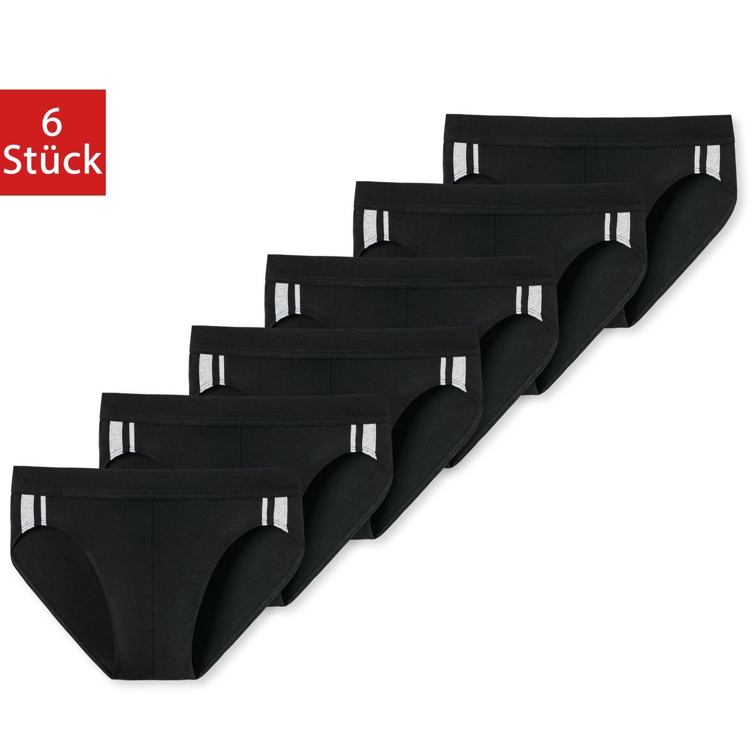 Streifen mit im Organic (6-St) Pack 6er Slip seitlichen Cotton Schwarz Schiesser