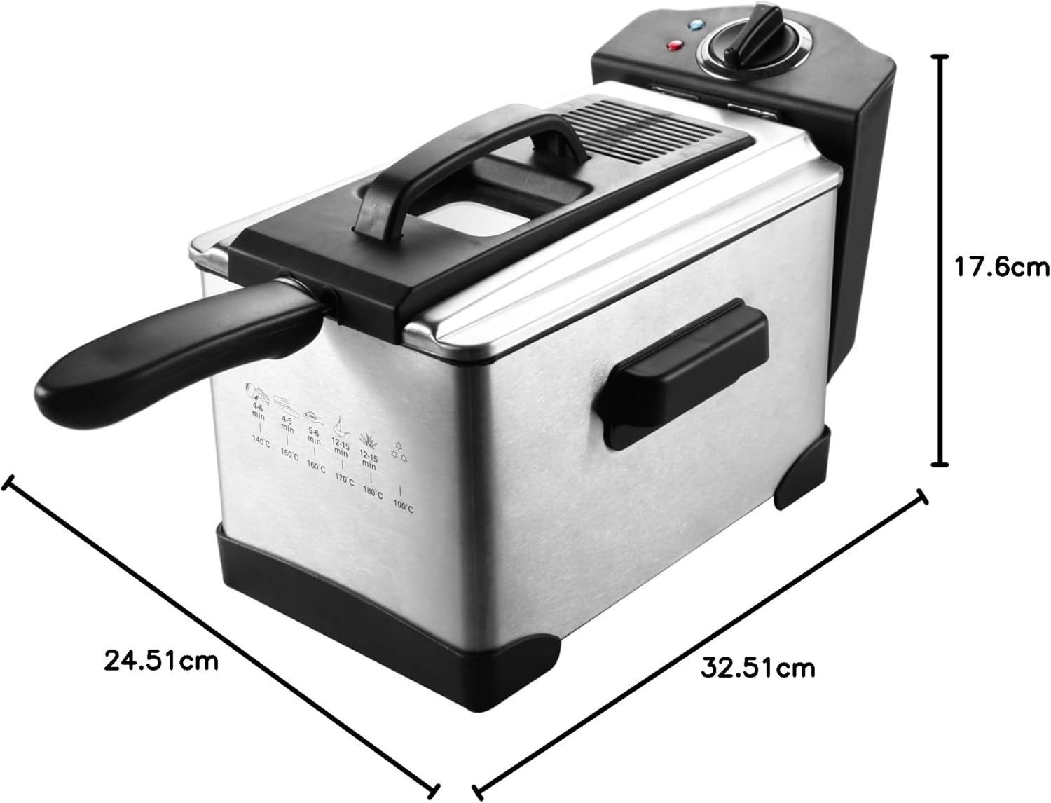 Elta Fritteuse Edelstahl DF-2100.3, 2000 W, 3,0 L emaille-beschichteter Öltank