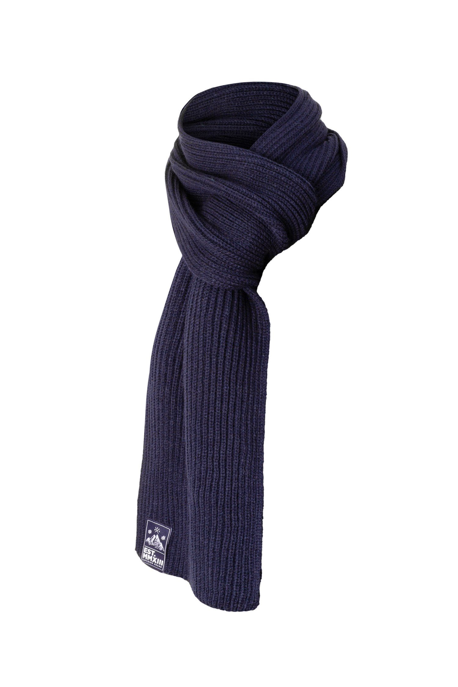 Schal Winterschal, Rippstrick Muster Langschal, Rib Strickschal, Manufaktur13 Scarf Strickschal mit Navy - gestrickt, Knit