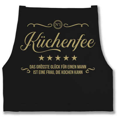 Shirtracer Kochschürze Küchenfee Das größte Glück für einen Mann, (1-tlg), Kochschürze Damen Frauen