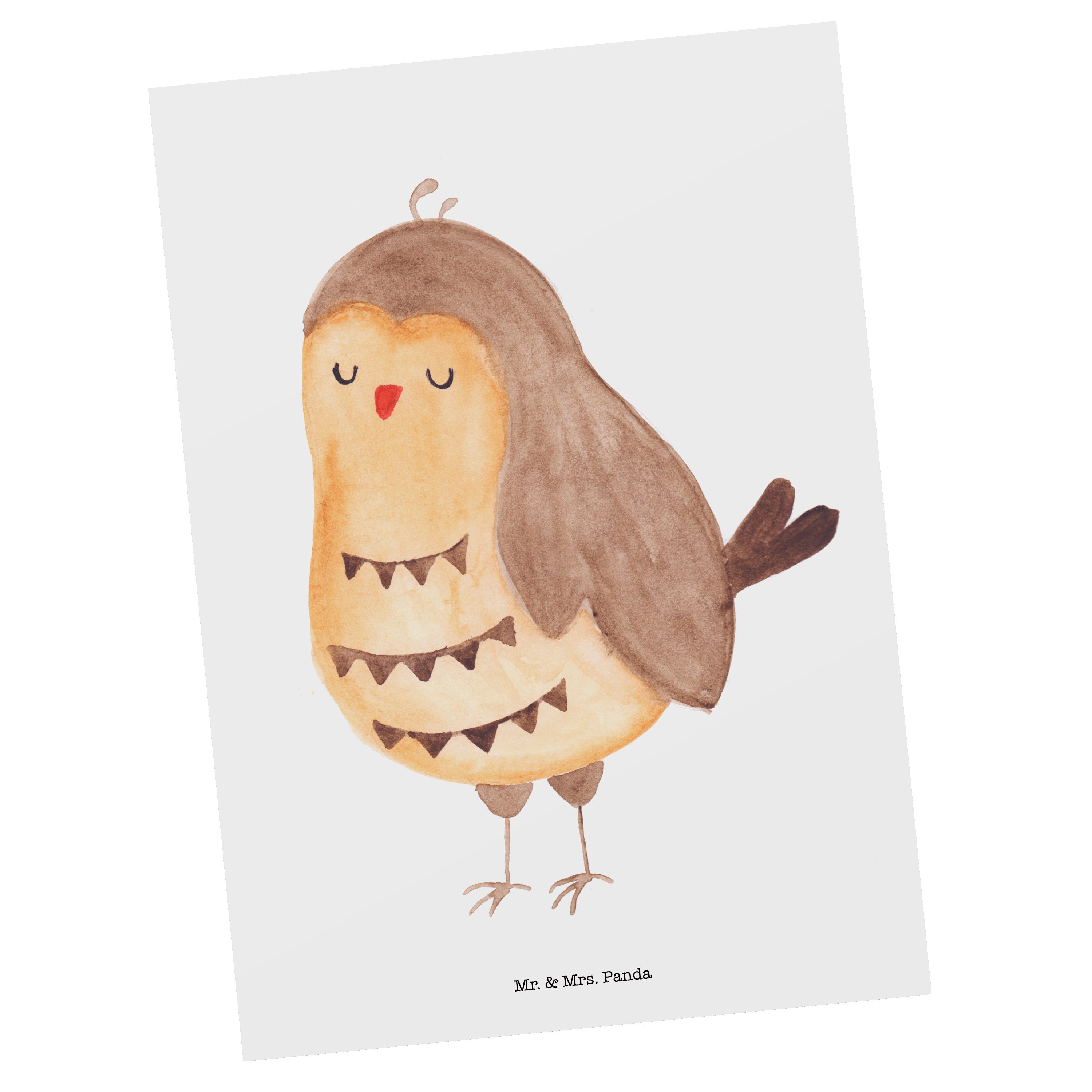 Mrs. Owl - & - Geschenk, Weiß Postkarte Zufrieden Grußkarte, Mr. Romantisch, Karte, Panda Eule