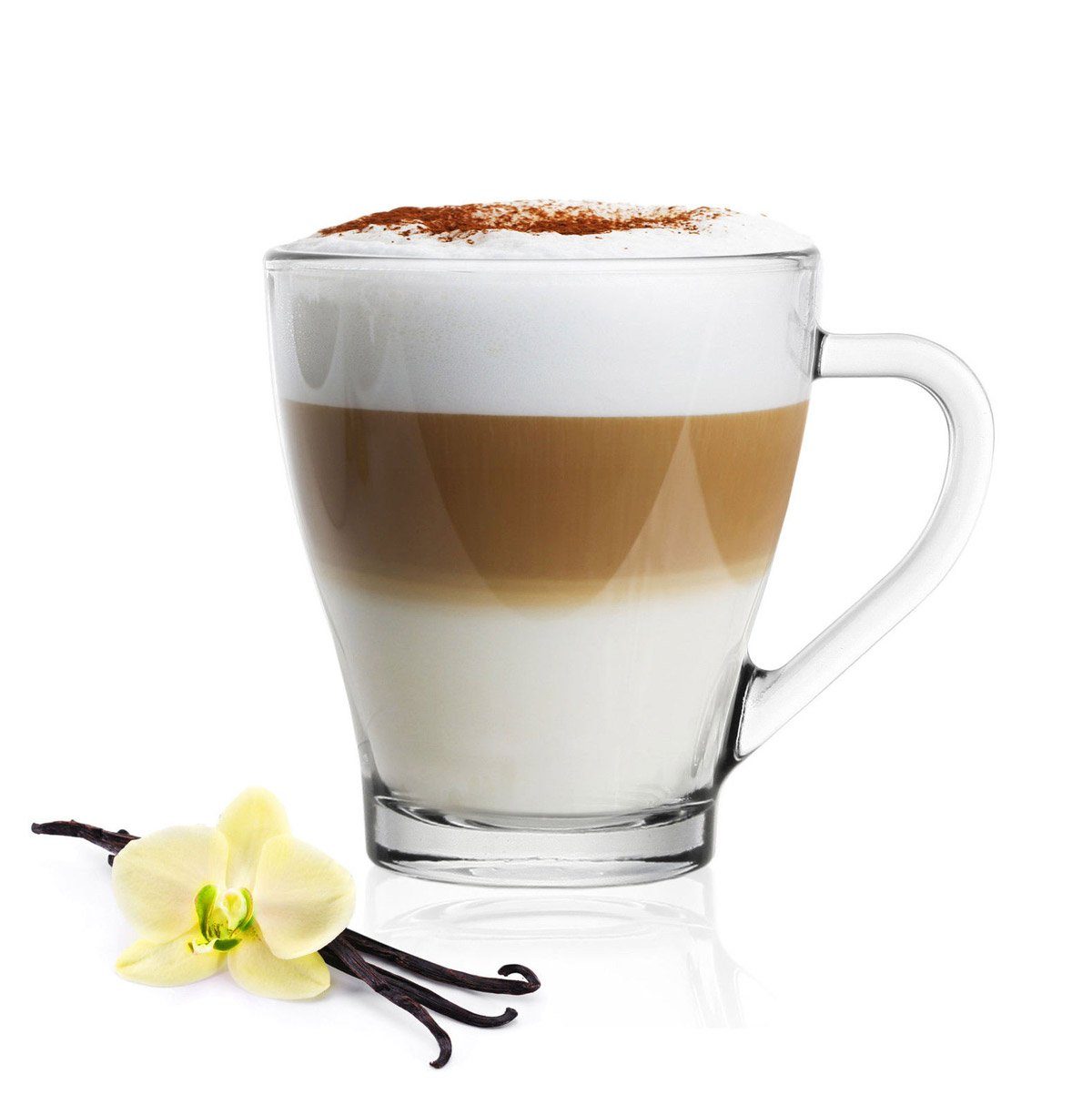 Sendez Gläser-Set 6 Cappuccino 250 Henkel, ml Glas Kaffeegläser Teegläser