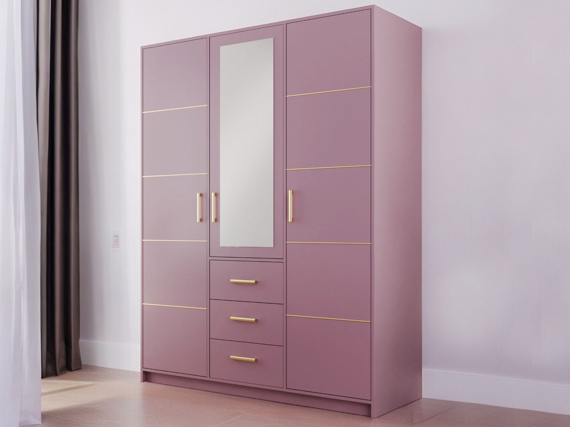 Compleo Kleiderschrank mit goldfarbenen Elementen und günstig online kaufen