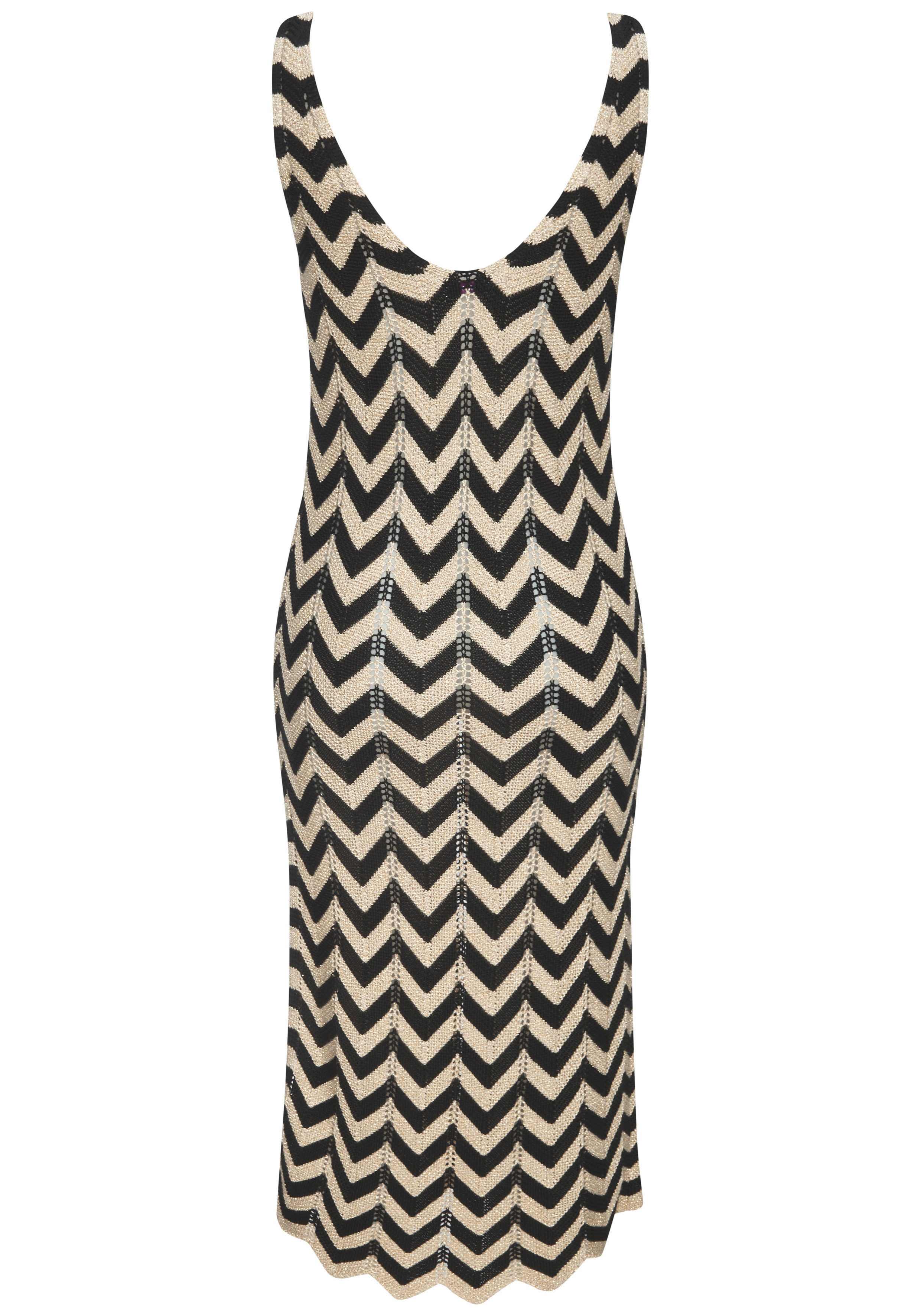 Buffalo Strickkleid mit Zick-Zack-Muster und schimmerndem Lurexgarn, transparenter Strick Figurbetontes Midikleid, Strandkleid, Trägerkleid aus Strick, Festival – Bild 4 von 5