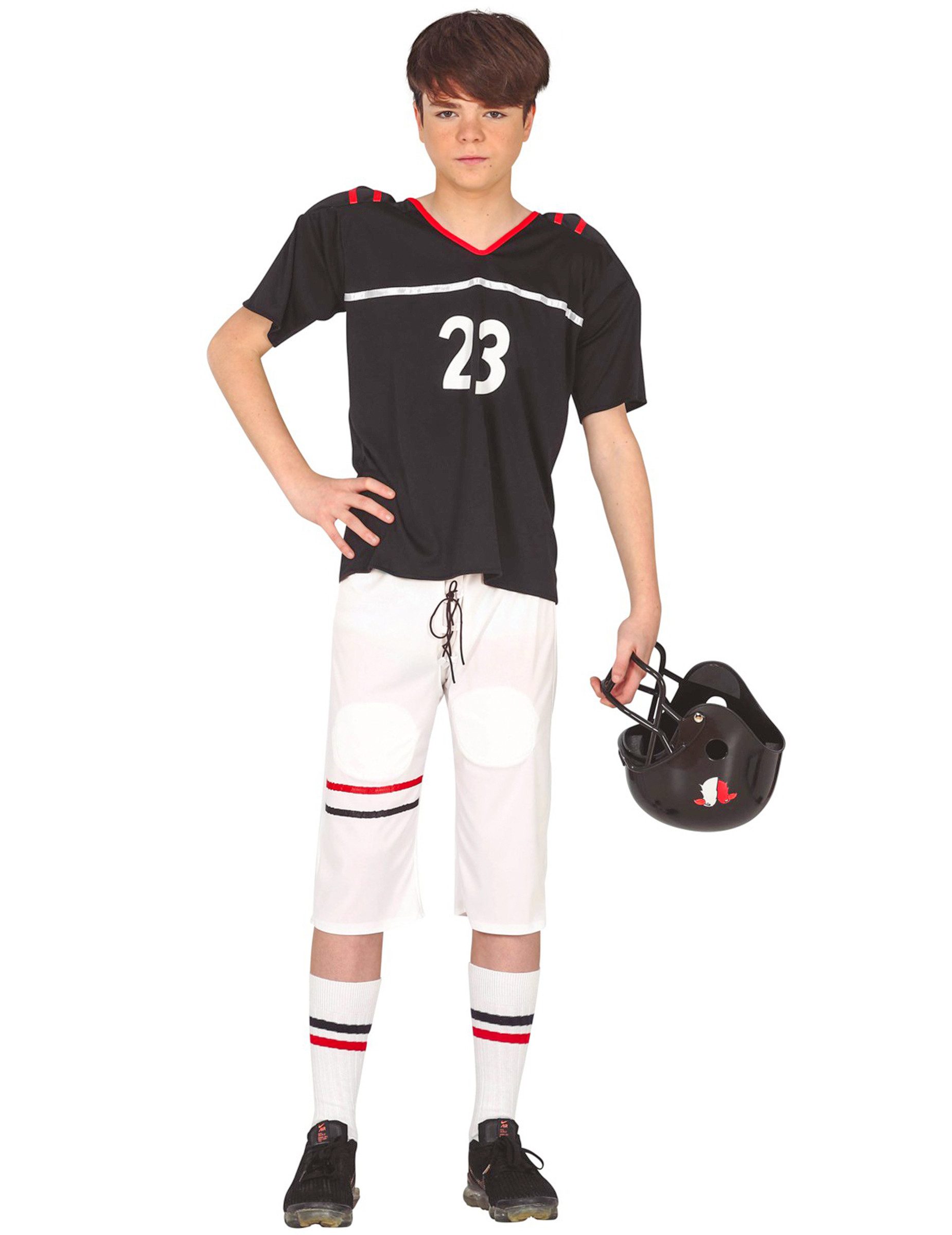 Kostüm American Football-Kostüm für Teenager schwarz-weiß-rot
