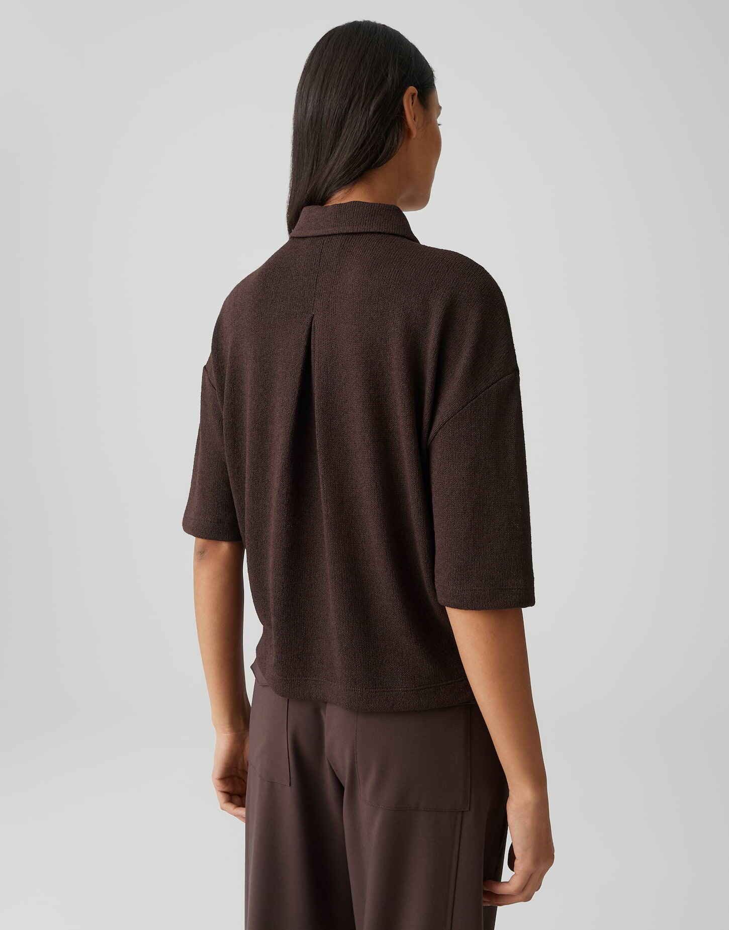 OPUS Poloshirt Jerseyshirt in feiner Strickoptik Lockere Passform, Kellerfalte im Rücken, Knopfleiste