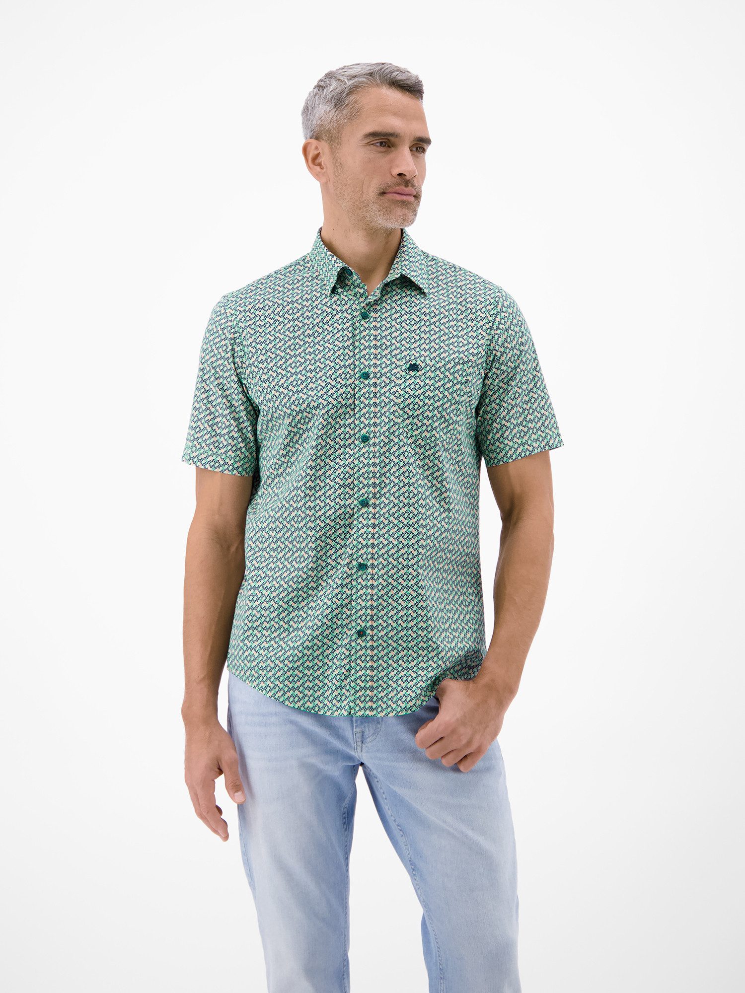LERROS Kurzarmhemd Kurzarmhemd mit Print aus Popeline-Stretch-Material günstig online kaufen