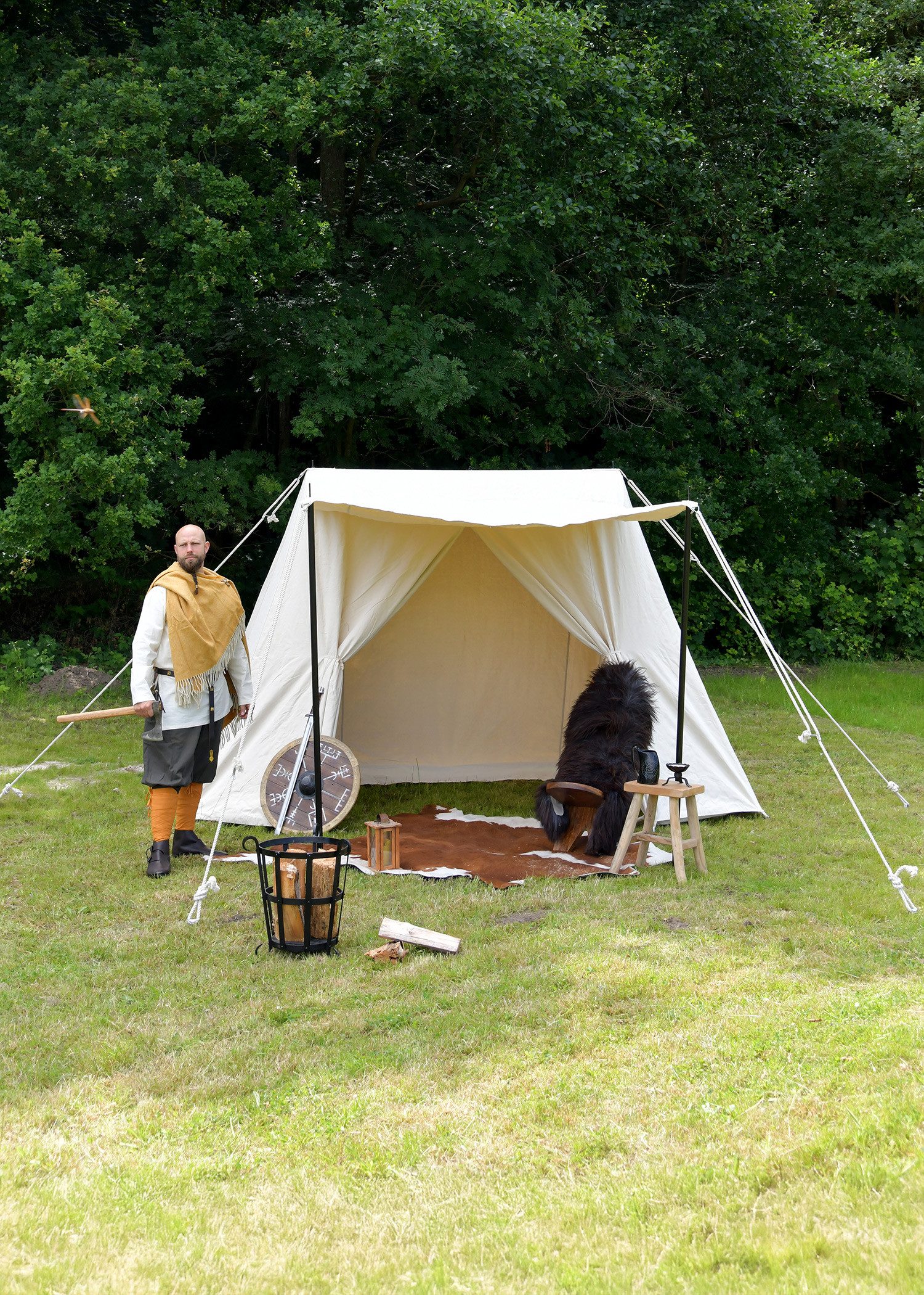 Battle Merchant Gruppenzelt Sachsenzelt Jorvik, 2 x 4 m, 340 gsm, naturfarben – Bild 2 von 5