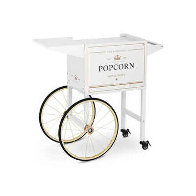 Royal Catering Popcornmaschine Popcornwagen Wagen für Popcornmaschine Popcorntrolley 2 Bremsen weiß &