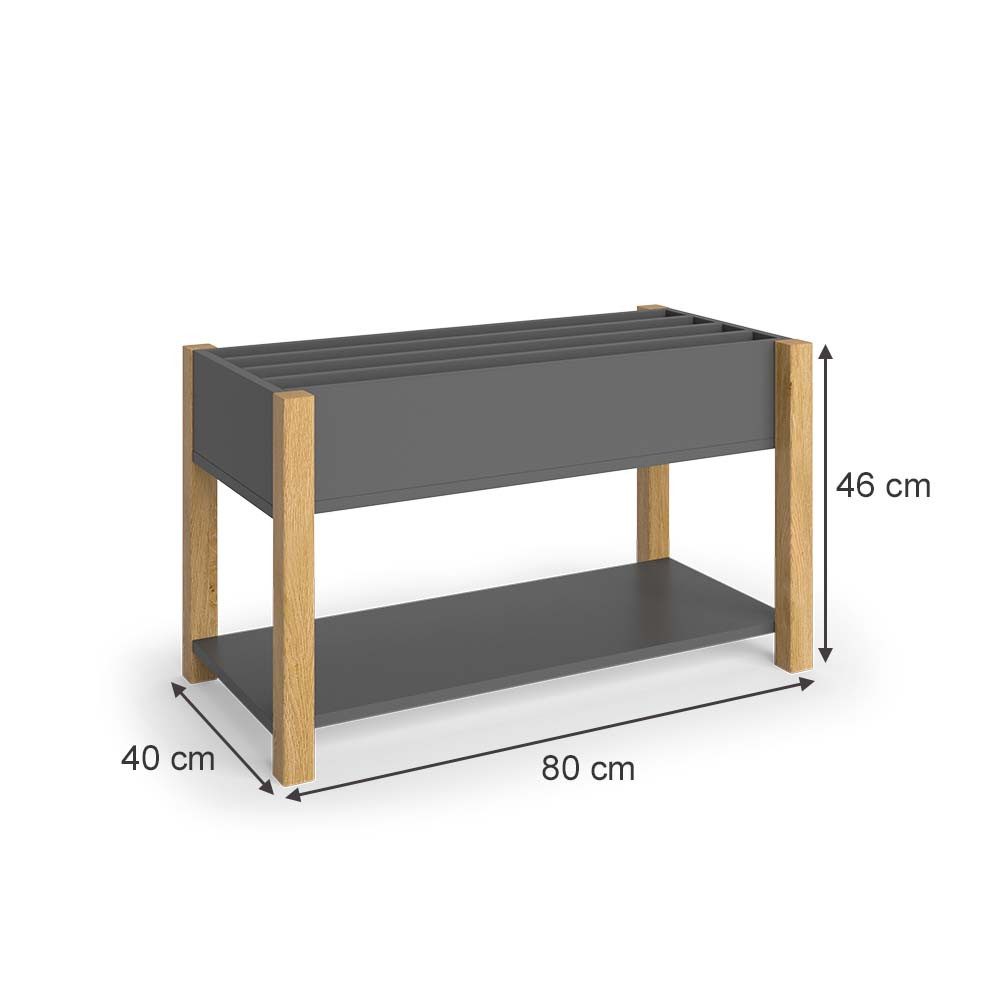 VitaliSpa® Bücherregal Malia, Grau/Eiche, 80 x 46 cm, 1-tlg.