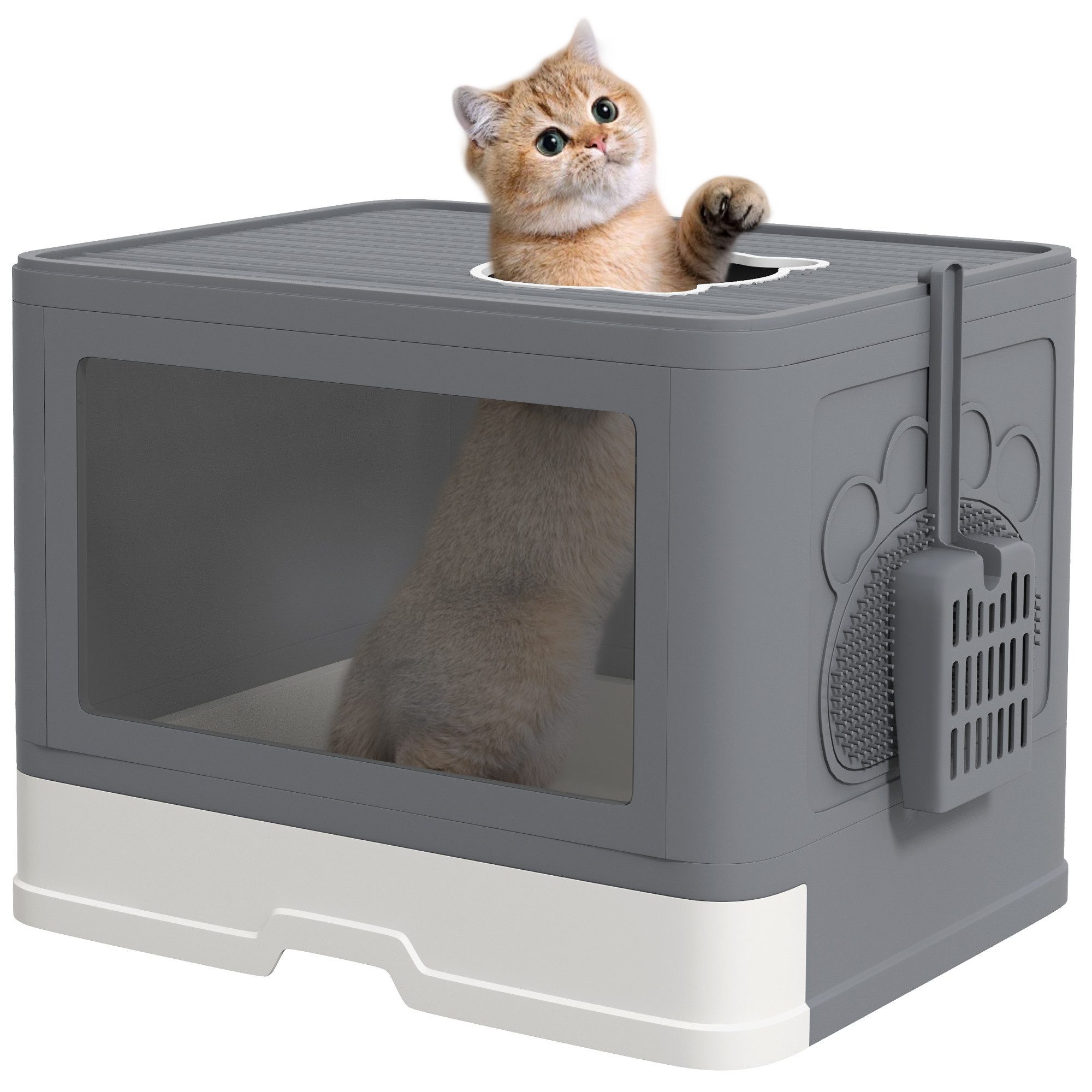 Katzentoilette Katzenklo mit Schaufel, Deckel, Toilette für Katzen bis 4 kg