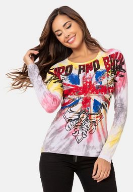 Cipo & Baxx Langarmshirt mit trendigen Glitzersteinchen