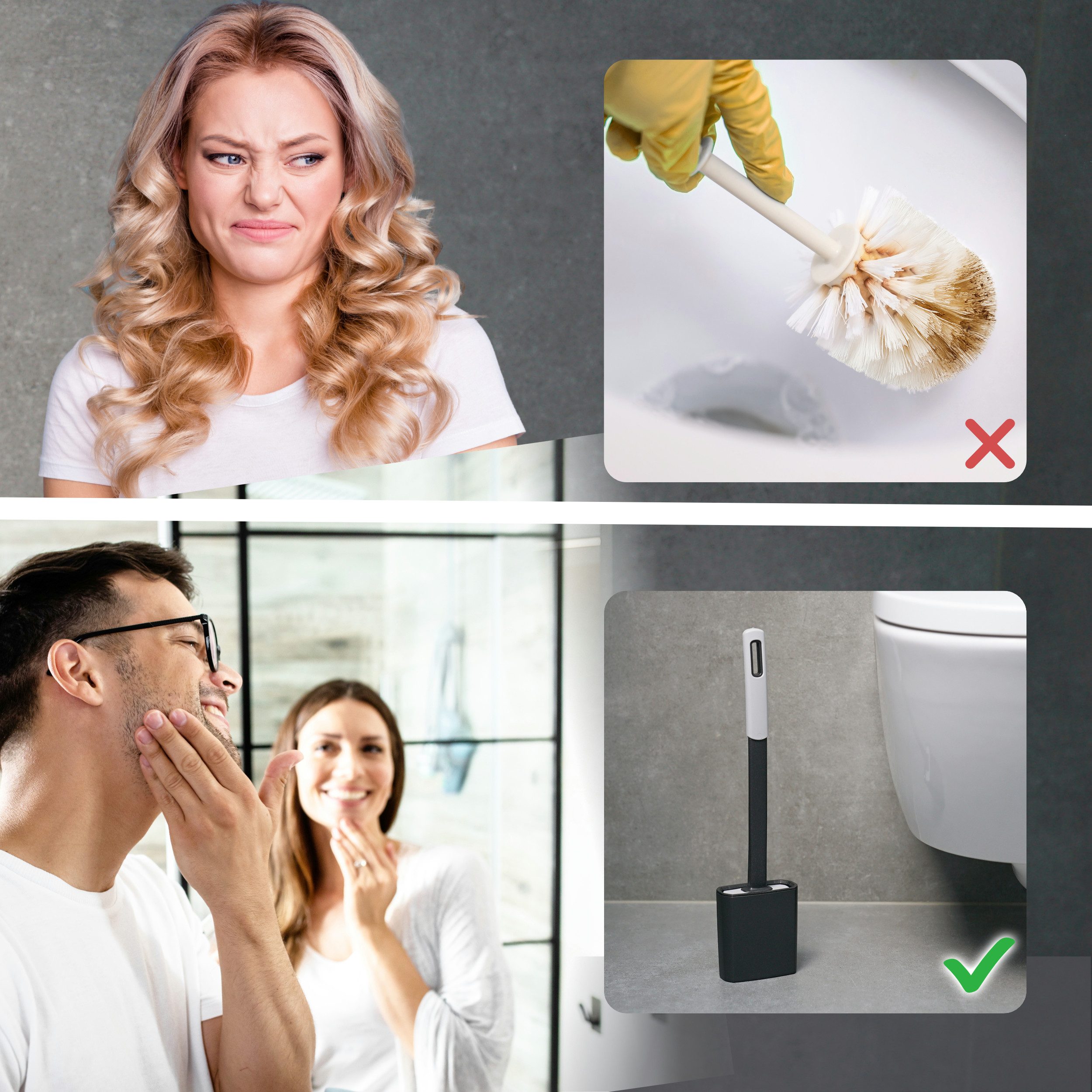 GERHOF WC-Reinigungsbürste WC Bürstengarnitur, Silikon Bürsten, Badezimmer, Toilettenbürste, (1-tlg)