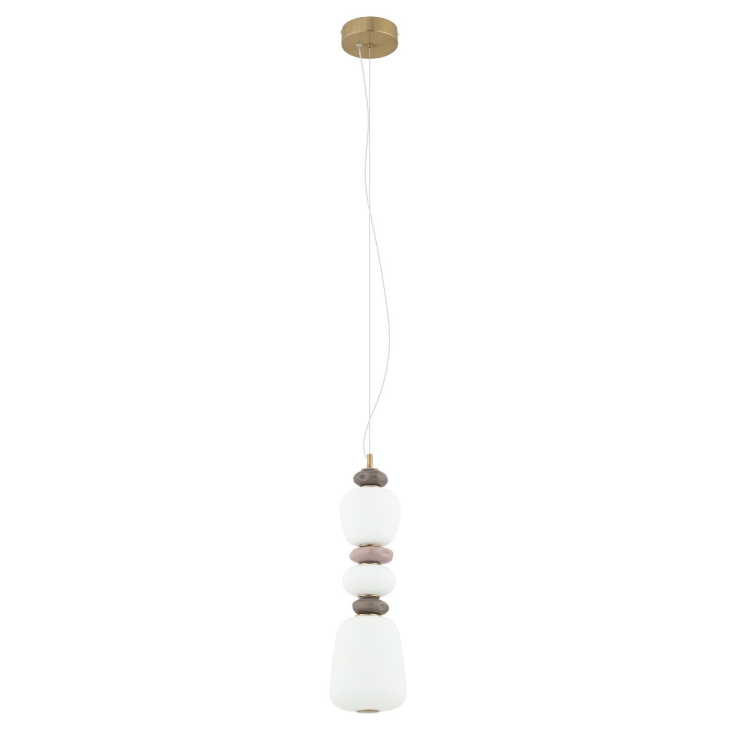 Licht-Erlebnisse Pendelleuchte RUDON, LED fest integriert, Warmweiß, LED Glas Keramik H: max. 172 cm rund D: 17 cm Braun Weiß Grau 1500 lm