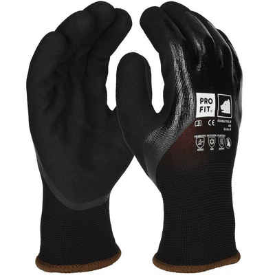 PRO FIT by Fitzner Nitril-Handschuhe Winter Arbeitshandschuhe 'Double Tril', (12, Paar) Touchscreen-fähig
