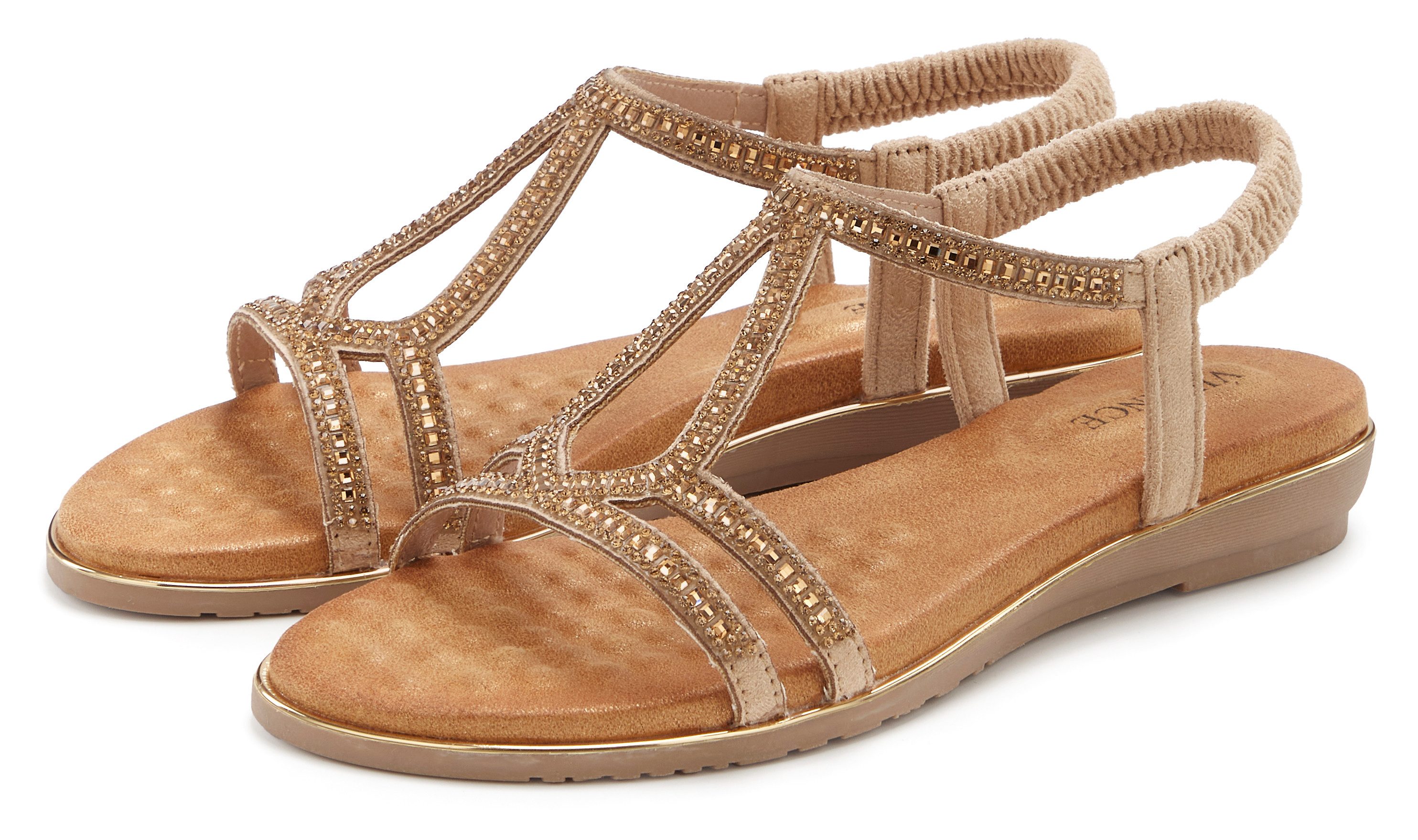 Vivance Sandalette, Sommerschuh, Sandale mit Glitzer Verzierungen und elast günstig online kaufen