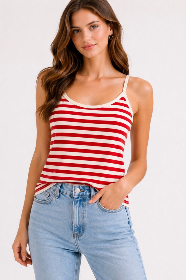 Worldclassca Trägertop Worldclassca Gestreiftes Spaghettiträger Trägertop Shirt Tank Top Neue Kollektion - Stilvolle und gemütliche Mode für Damen