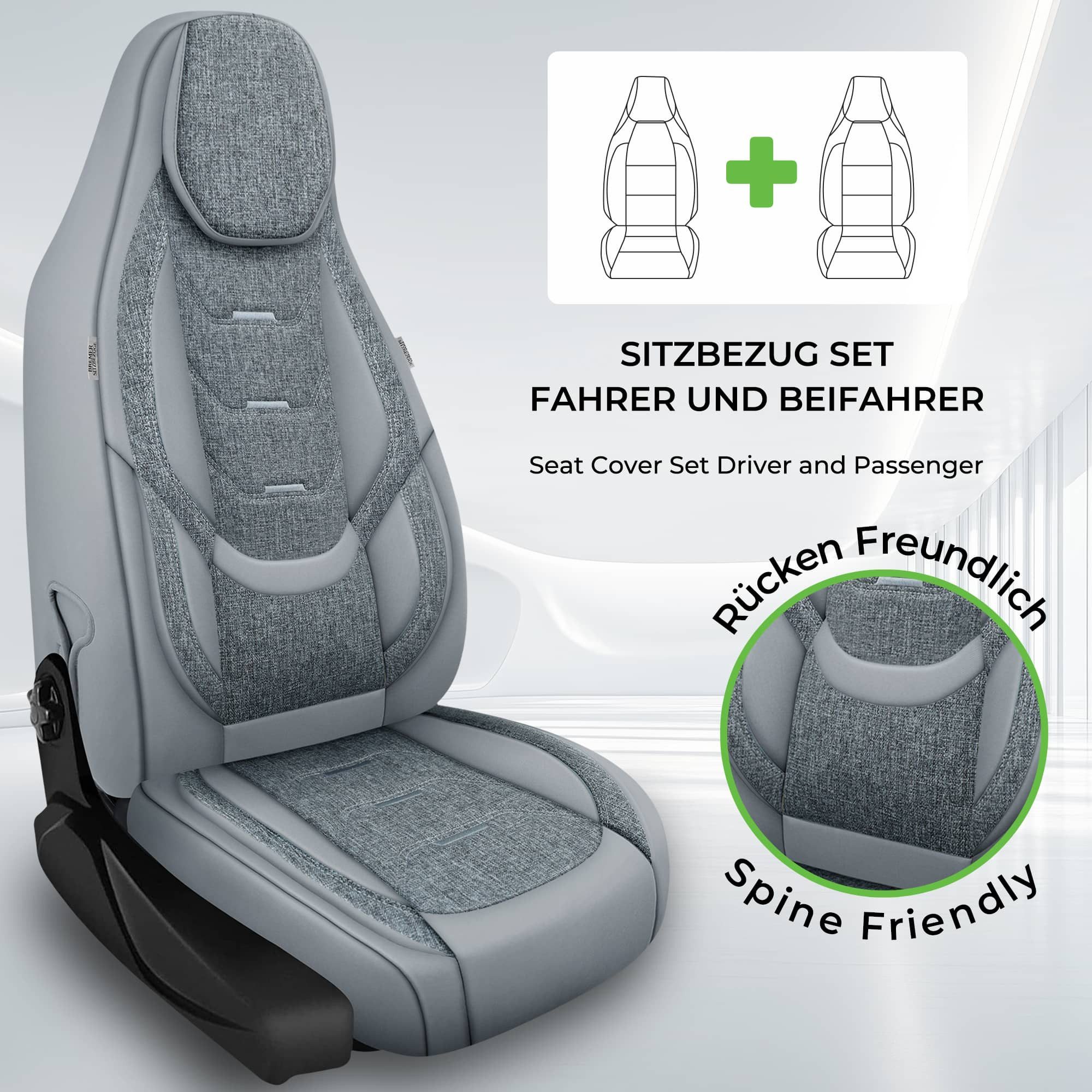 BREMER SITZBEZÜGE Autositzbezug für Seat Toledo 2 1M Bj 1999-04 (H8), Set, Schonbezüge Sitzbezüge Fahrer und Beifahrer, in Grau