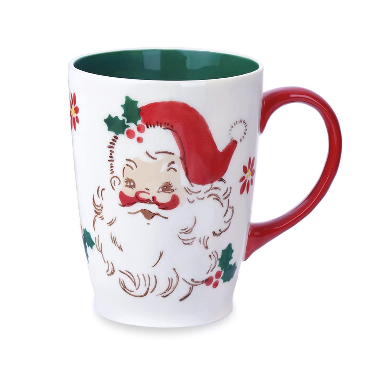 LuxusKollektion Tasse Weihnachtstasse Keramik 600ml Handbemalt Nikolaus Elch, Keramik