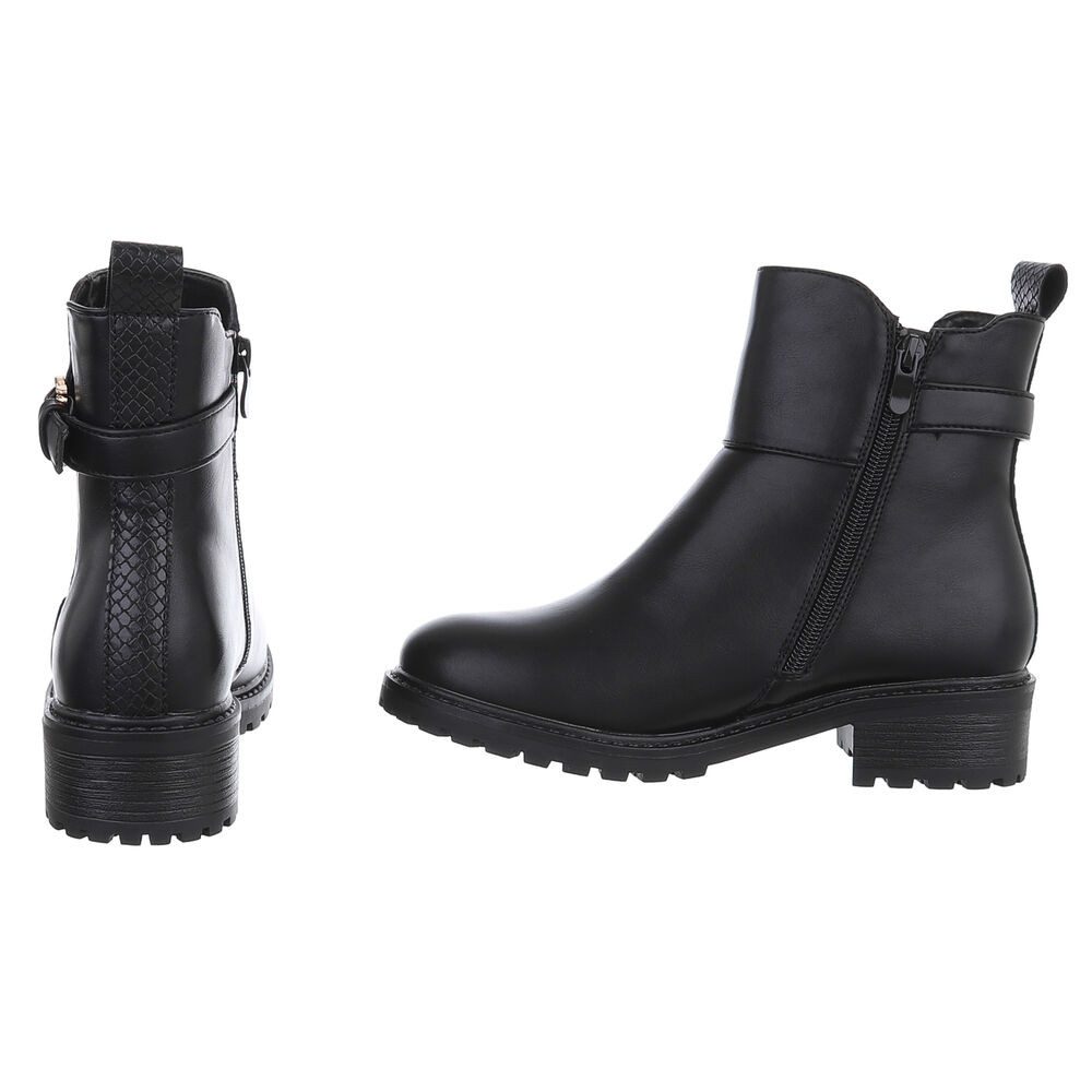 Ital-Design Stylischer Damen-Stiefel mit Komfort und eleganten Details Chelseaboots (90482601) Blockabsatz Stiefeletten in Schwarz – Bild 5 von 5