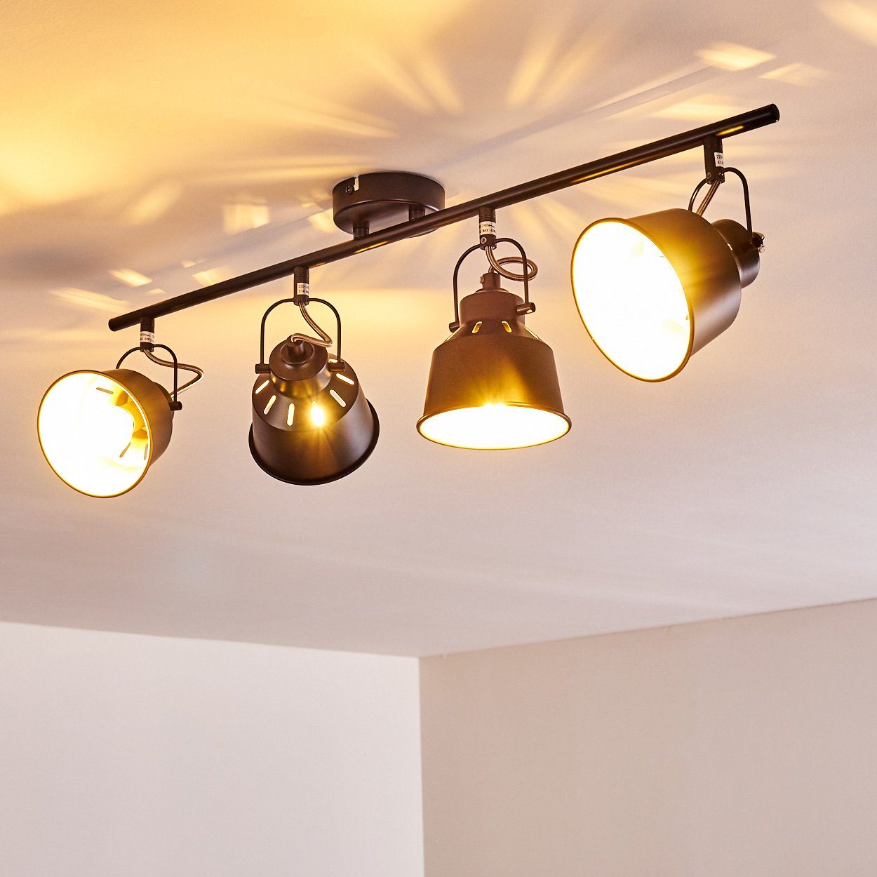 hofstein Deckenleuchte »Rimini« Deckenlampe aus Metall in Schwarz/Gold, ohne Leuchtmittel, mit verstellbaren Strahlern, 4xE14, Spot im Retro/Vintage Design – Bild 3 von 5