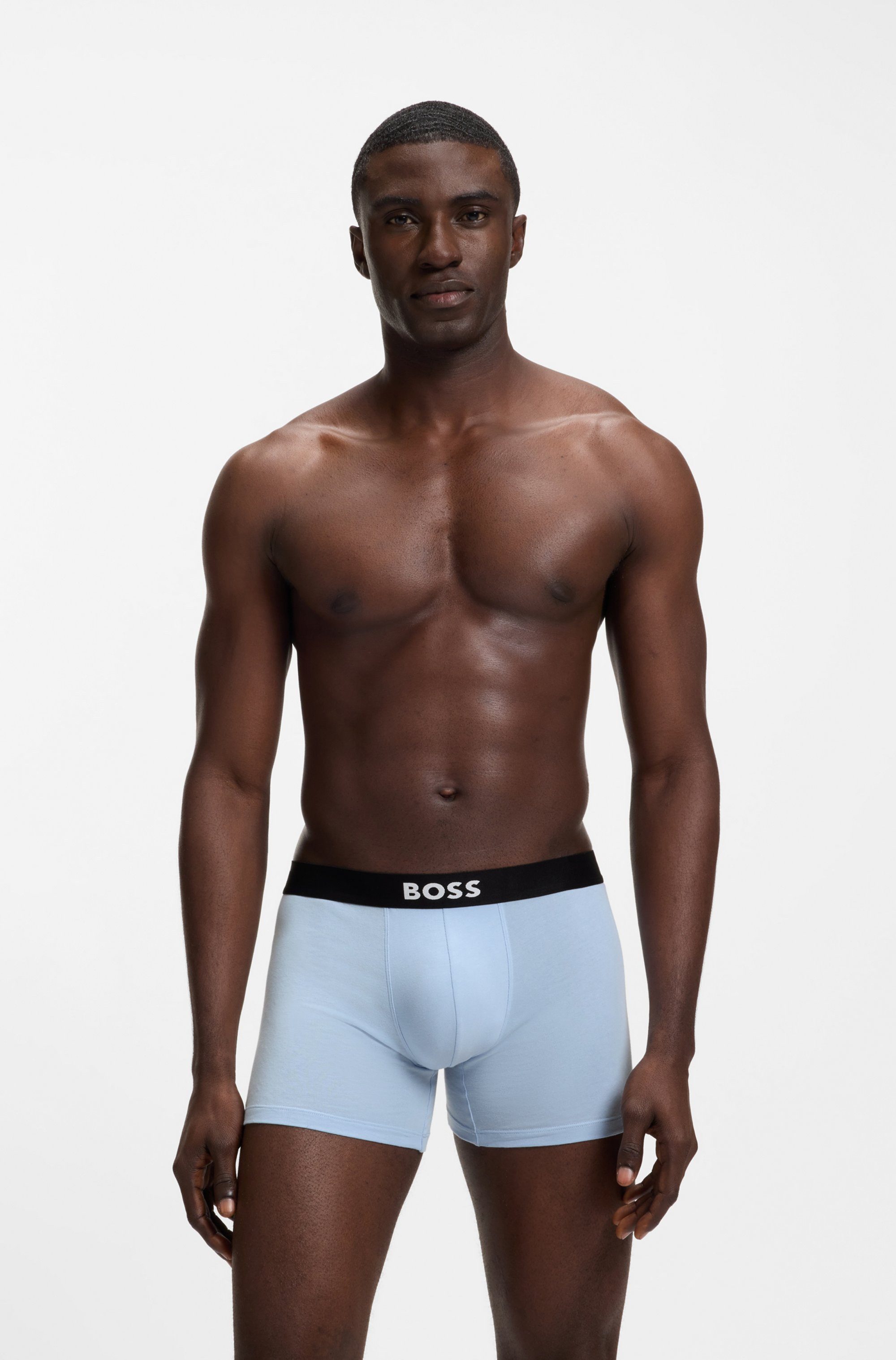 BOSS Boxershorts Boxer Brief 3P BOSS ONE (3-St) elastischer Bund mit Logo, 1x gemustert, 2x uni