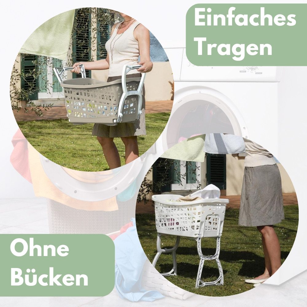 GarPet Wäschekorb Wäschekorb mit Klappbaren Füßen Wäschewanne tragbar Wäschekorb 44 L – Bild 5 von 5