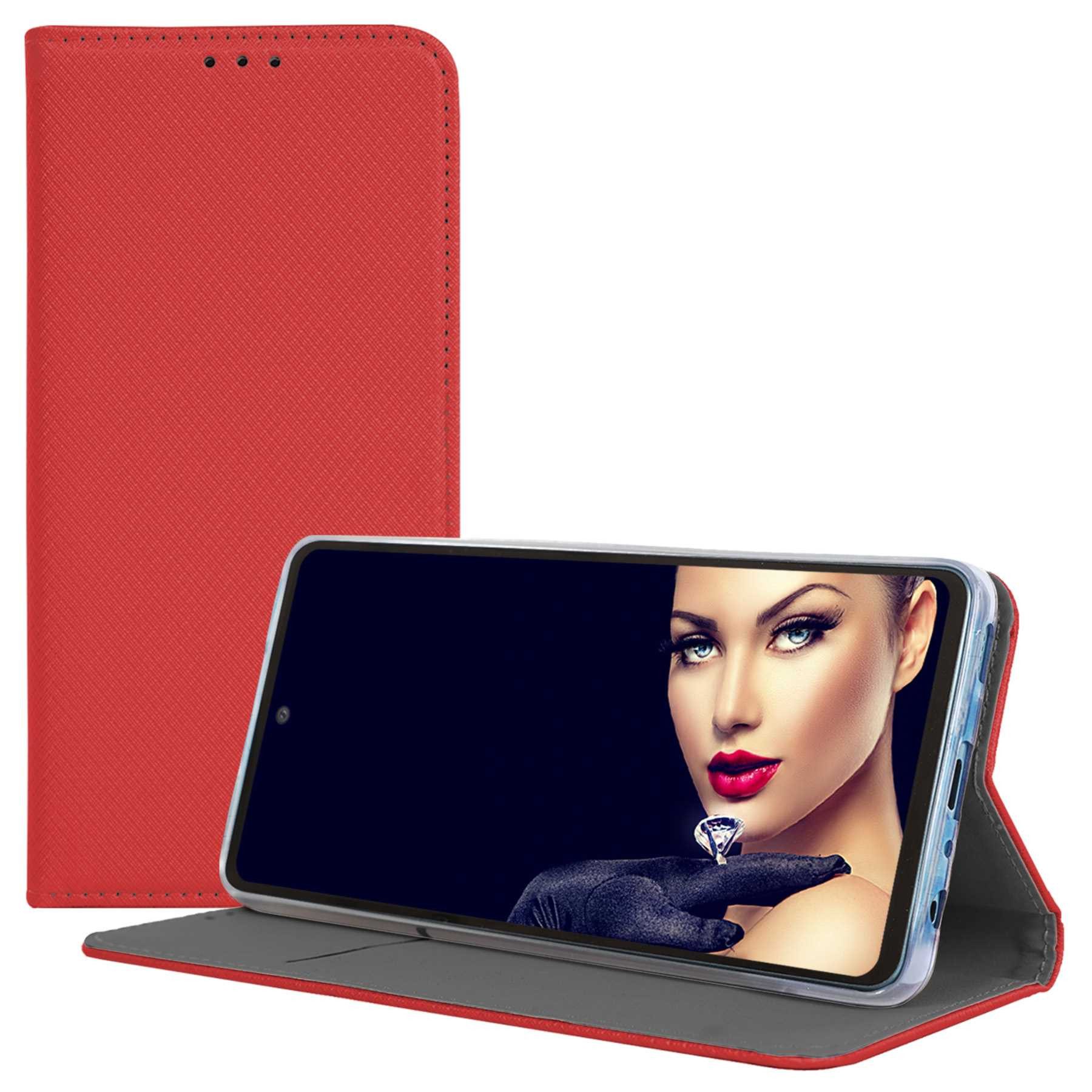 mtb more energy Smartphone-Hülle Smart Magnet für Apple iPhone 12 Mini, Rot, Bookstyle Klapphülle Cover Wallet Case aus Kunstleder