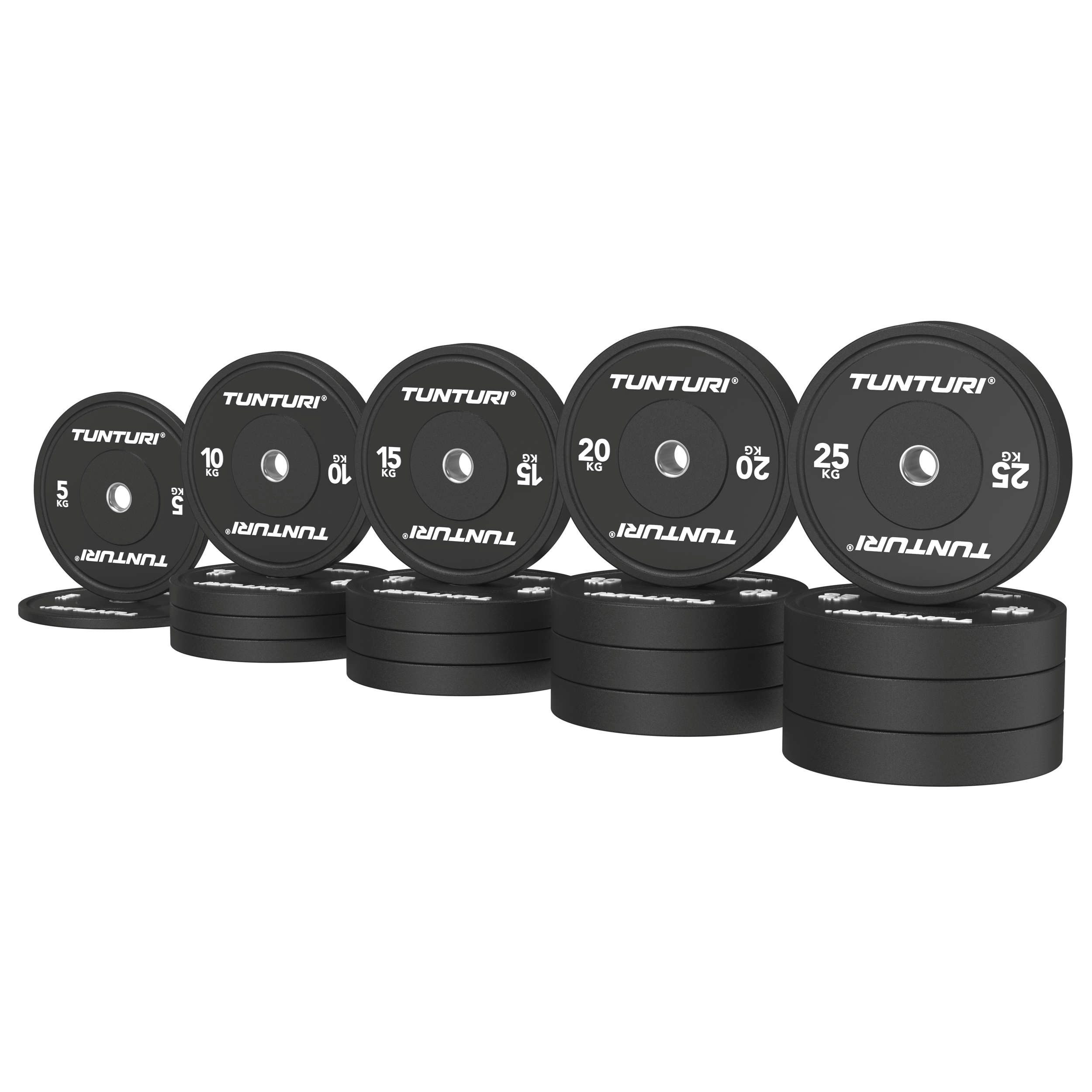 Tunturi Gewichtsscheibe Platinum Bumperplatten – Hantelgewichte – Hantelscheiben – Set 290 kg
