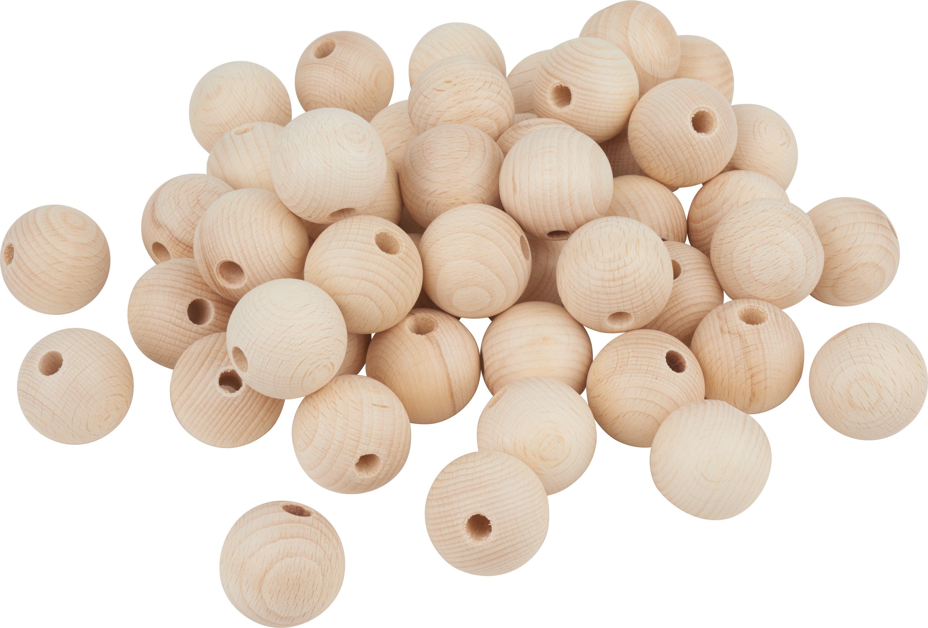 VBS Bastelperlen Holzkugeln, (50-tlg), durchgebohrt, Ø 35 mm