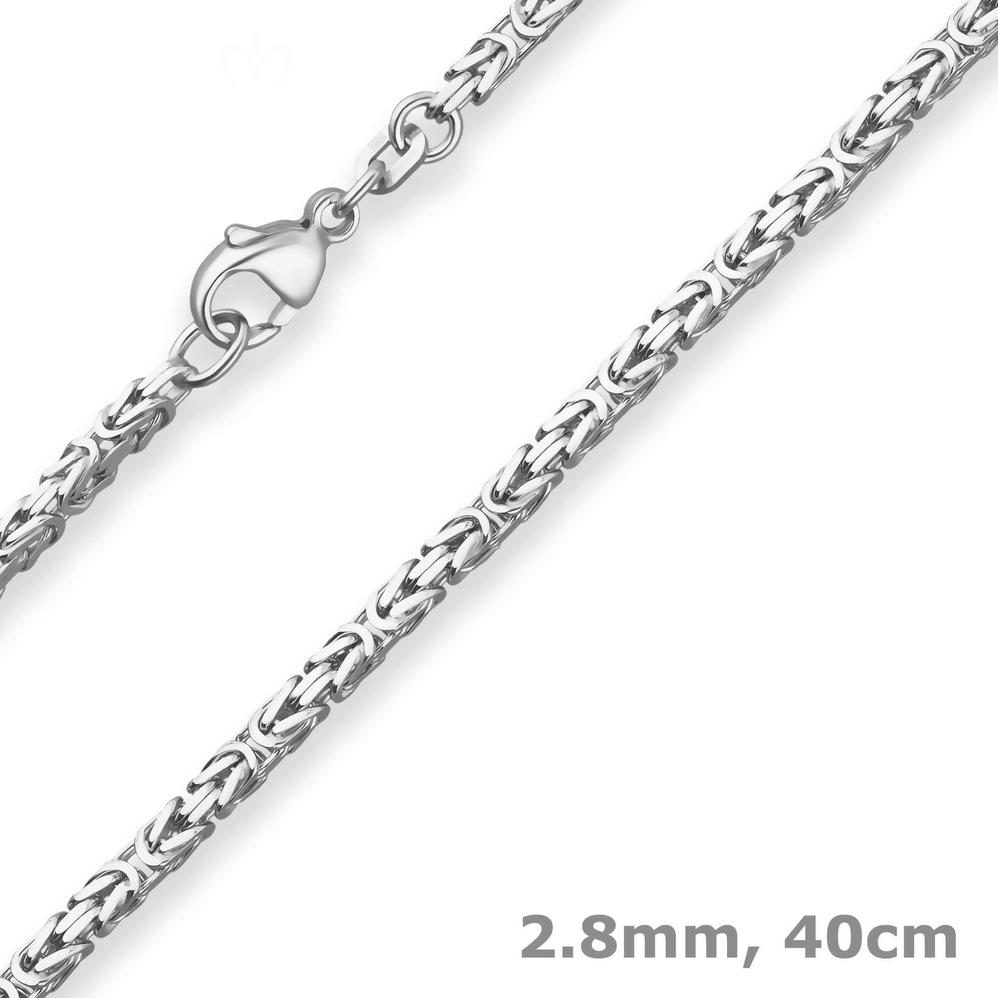 Schmuck Krone Königskette 2,8mm Königskette aus 925 Silber 40cm, Silber 925