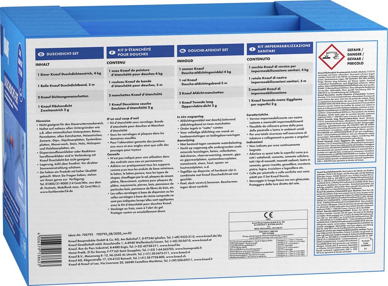 KNAUF Bodenfliese Knauf Duschdicht-Set, Silikon, Blau