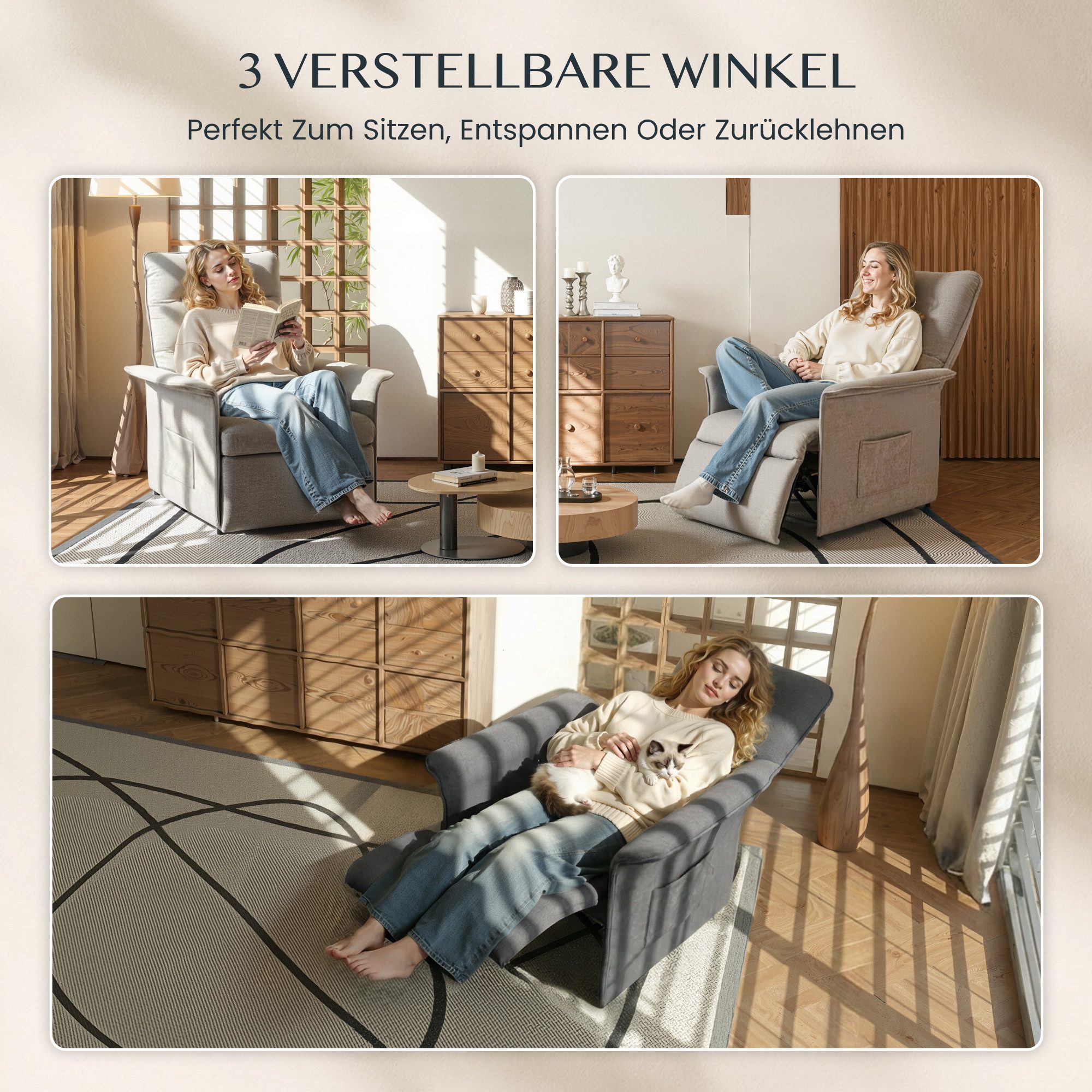 FLEXISPOT Sessel Elektrischer Relaxsessel – Ergonomischer Liegesessel mit Relaxfunktion (leicht zu montieren, kompakt verpackt & einfach zu transportieren), Fernsehsessel, ergonomisch, bis 200 kg belastbar, 105°-155°