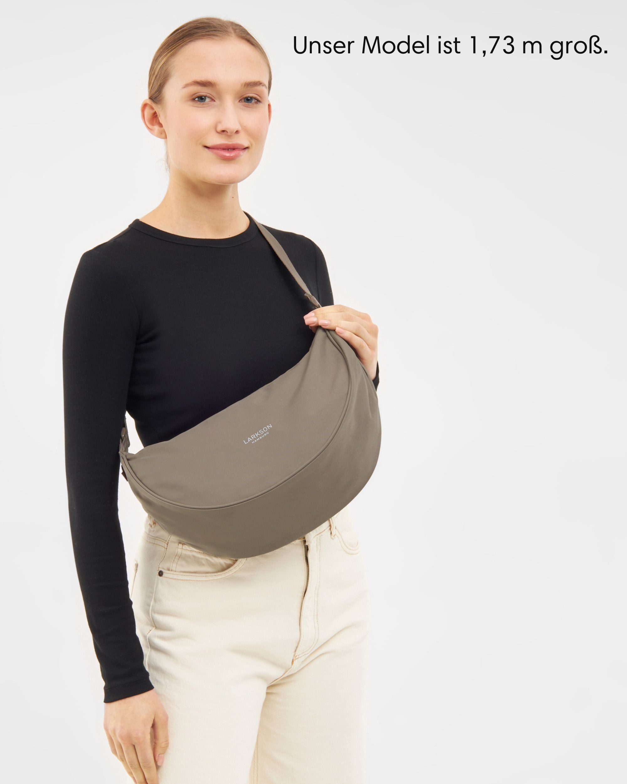 LARKSON Umhängetasche Solveig Medium Halbmondtasche für Damen und Herren, Stylische Crossbody Bag in Halbmond Form