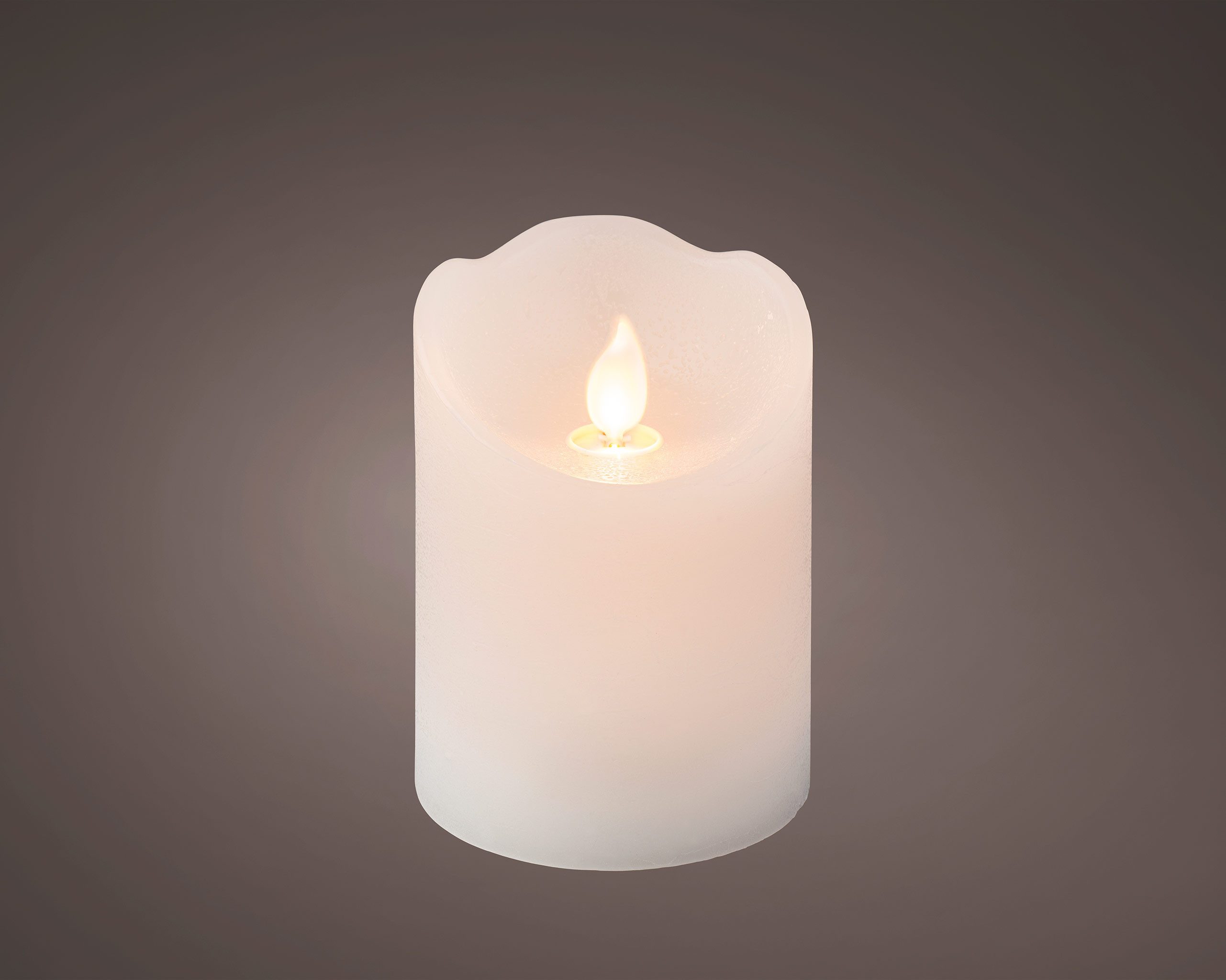 Lumineo LED-Kerze, Timer, warmweiß, LED Kerze mit Timer Wachs Rustik Weiß / Warmweiß