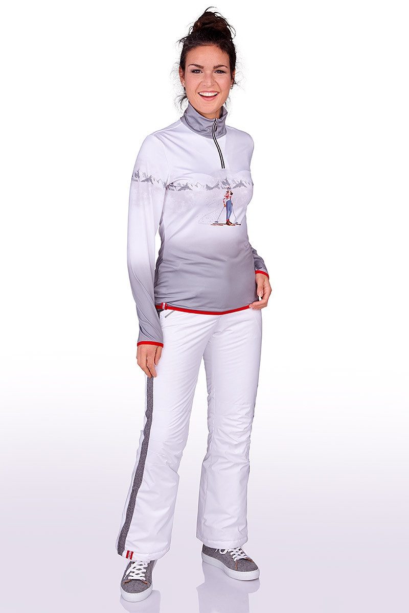 Almgwand Trachtenjeans Skihose Damen - SCHÜSSELKOPF - weiß/grau meliert