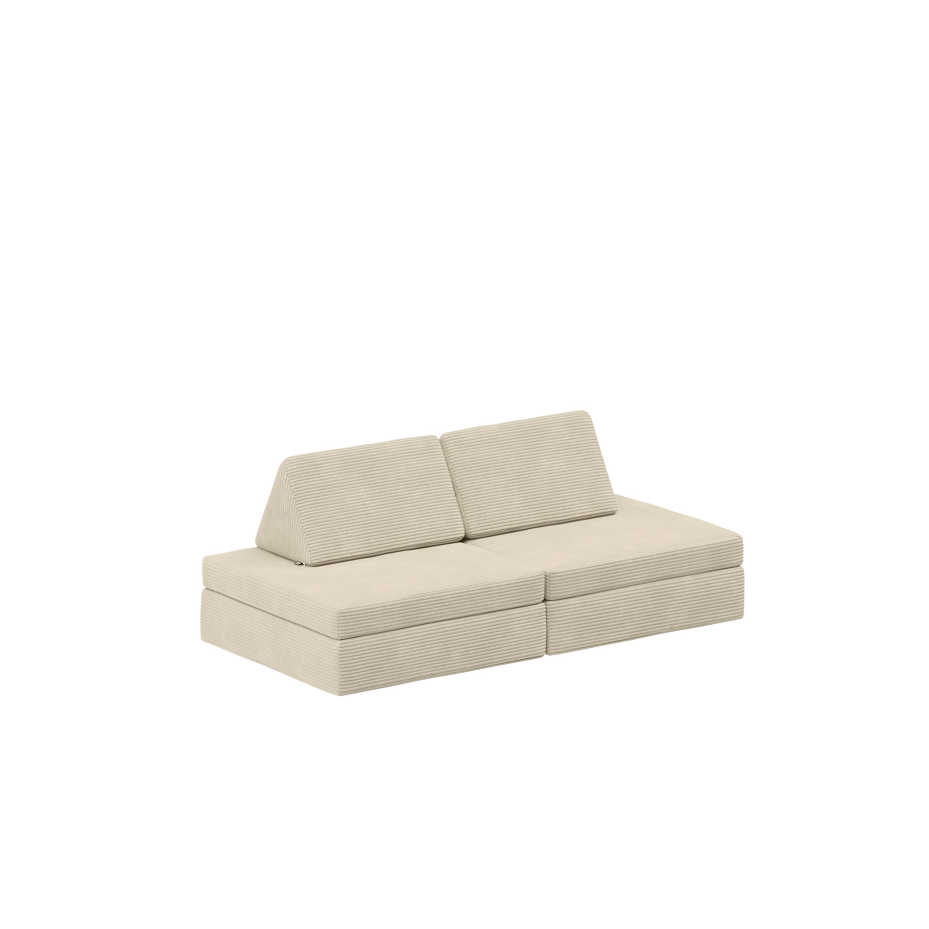 Bellabino Kindersofa Nile aus 4 Schaumstoff Teilen, Beige, Mini-Variante für Kleinkinder, faltbare Kinderspielcouch, Cordbezug, abnehmbar, waschbar 130x48x65cm