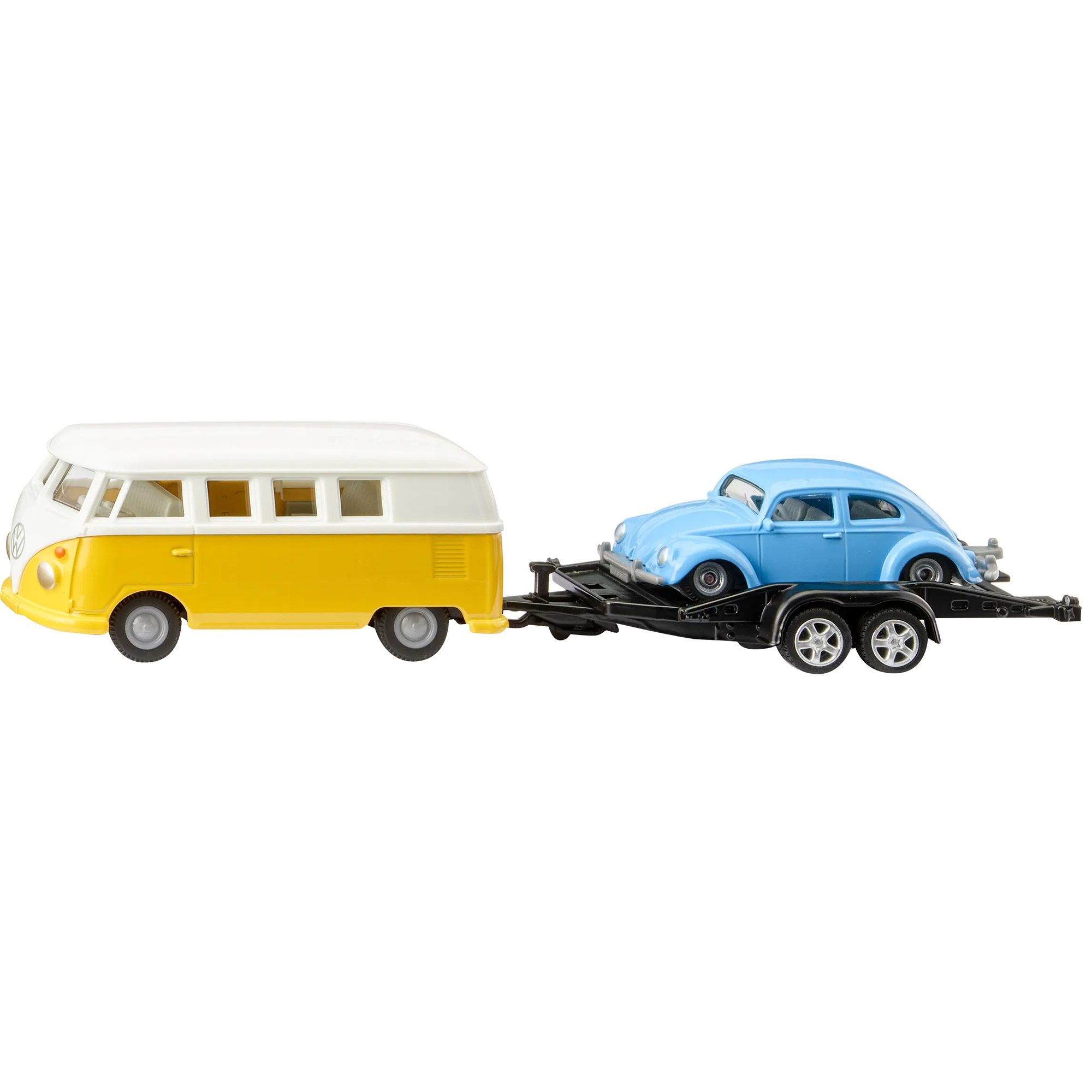 Siku Spielzeug-Auto SIKU SUPER VW T1 mit Anhänger und VW Käfer, Modellfahrzeug