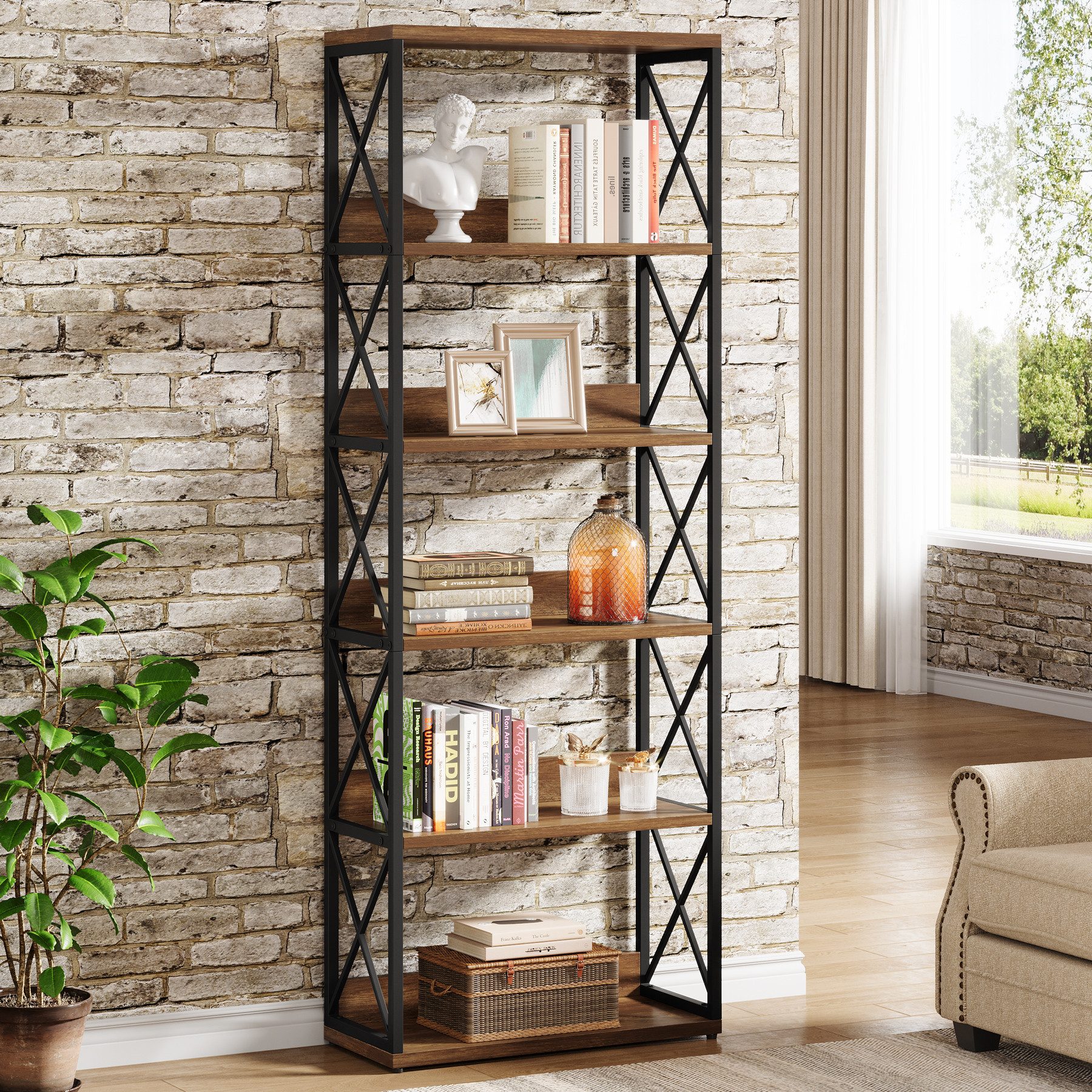Tribesigns Bücherregal industrielles Display-Standregal, 178cm hoher günstig online kaufen