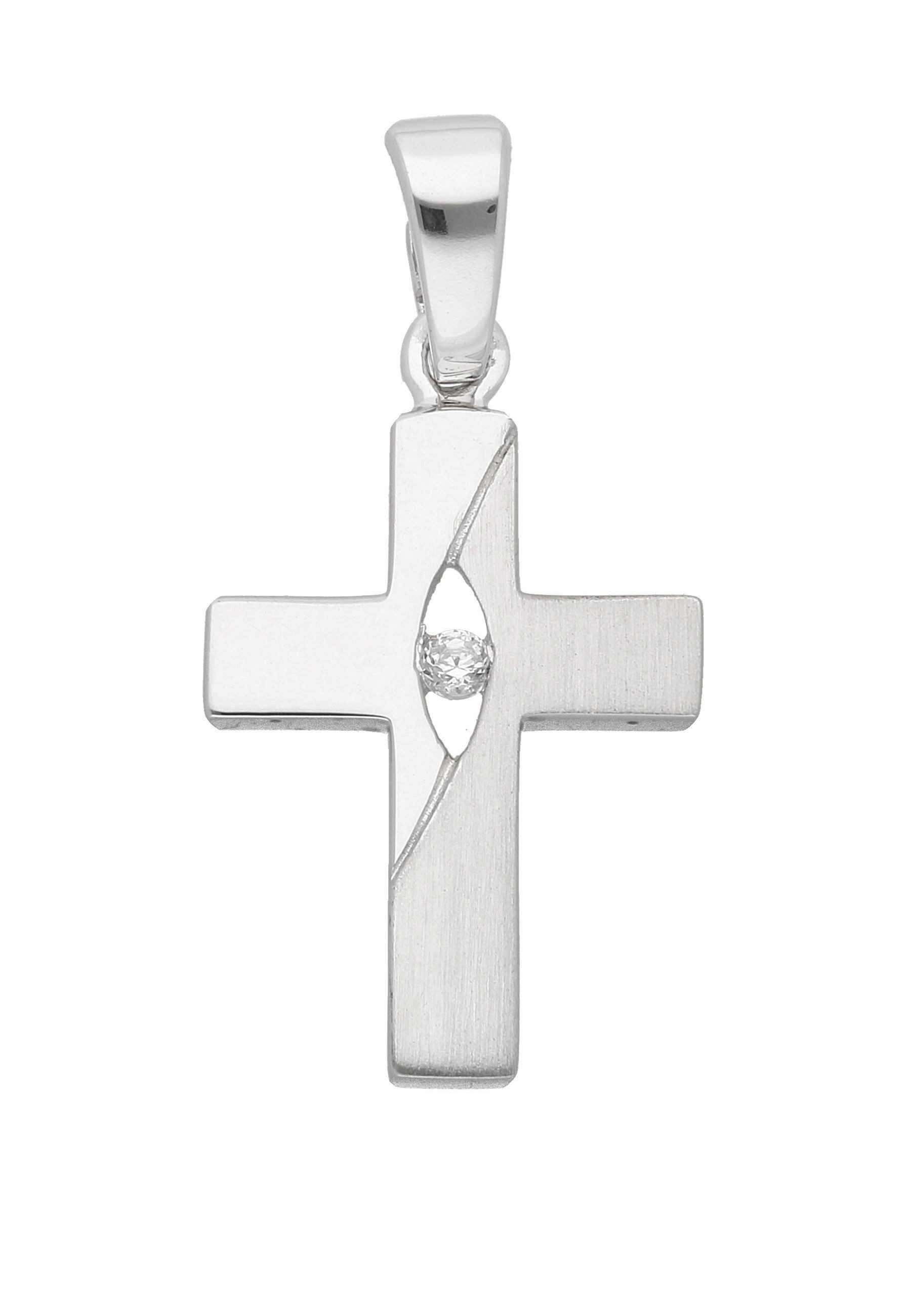Kreuzanhänger Damen & Herren 925 Silber Kreuz Anhänger mit Zirkonia