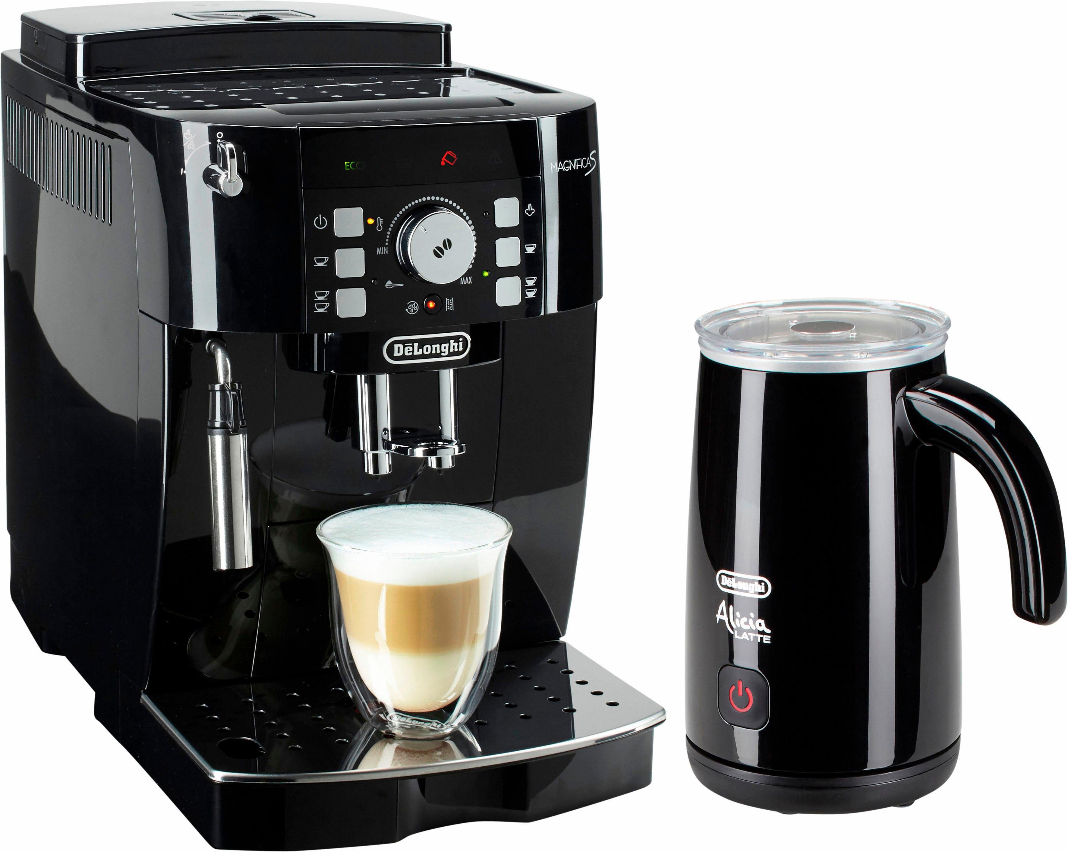 De'Longhi Kaffeevollautomat Magnifica S ECAM21.118.B - mit Barista-Milchaufschäumer, Schwarz, Direktwahltasten, Kegelmahlwerk (13 Malgrade), 15 Bar Pumpendruck