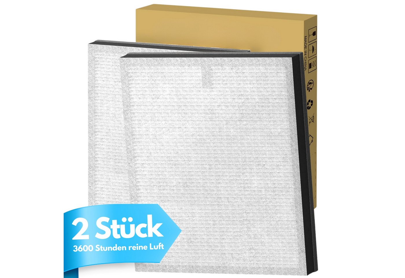 KNKA PRO Luftfilter HEPA-Luftfilter Ersatzfilter für KNKA pro AP3000 Luftreiniger, 3-stufige Filtersystem,Originalfilter 2er-Set,3600 Stunden reine Luft
