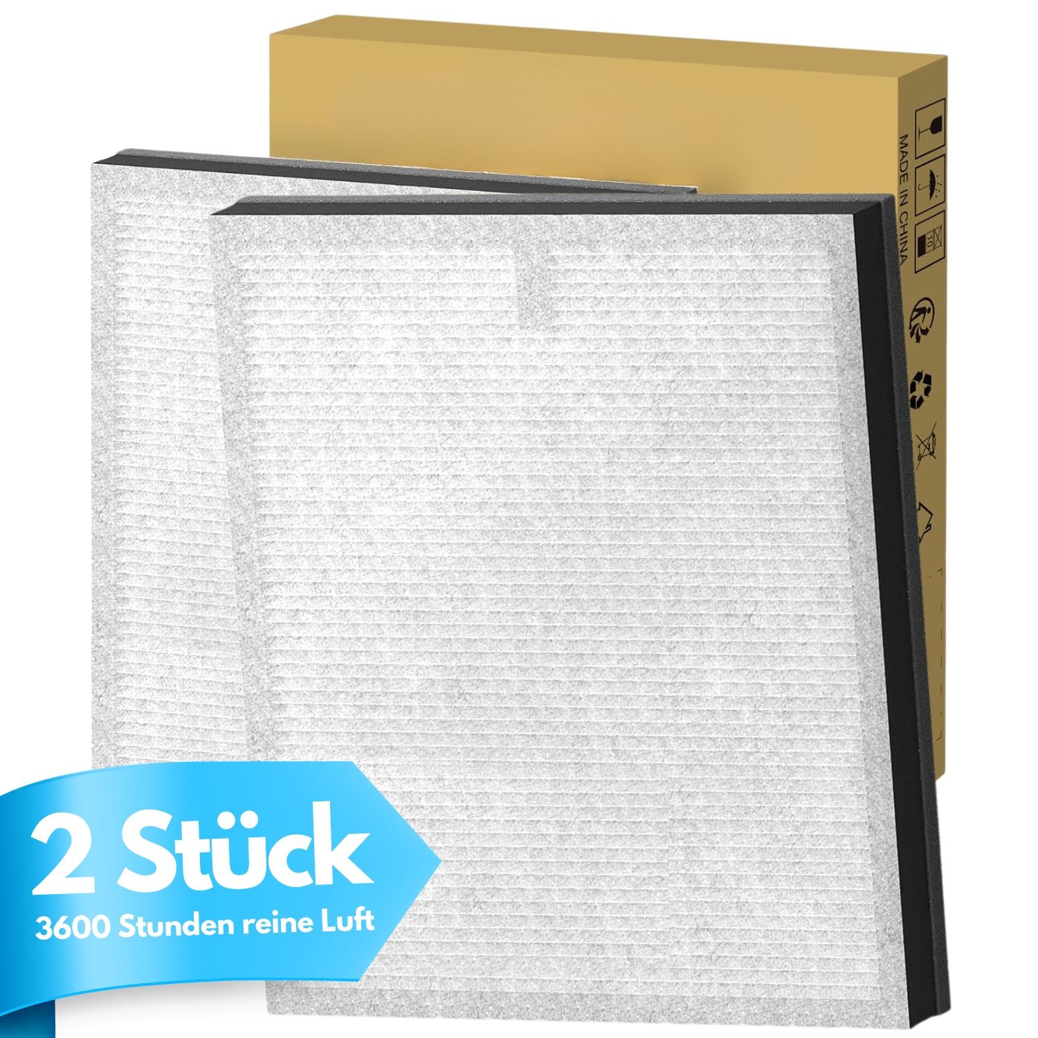 KNKA PRO Luftfilter HEPA-Luftfilter Ersatzfilter für KNKA pro AP3000 Luftreiniger, 3-stufige Filtersystem,Originalfilter 2er-Set,3600 Stunden reine Luft