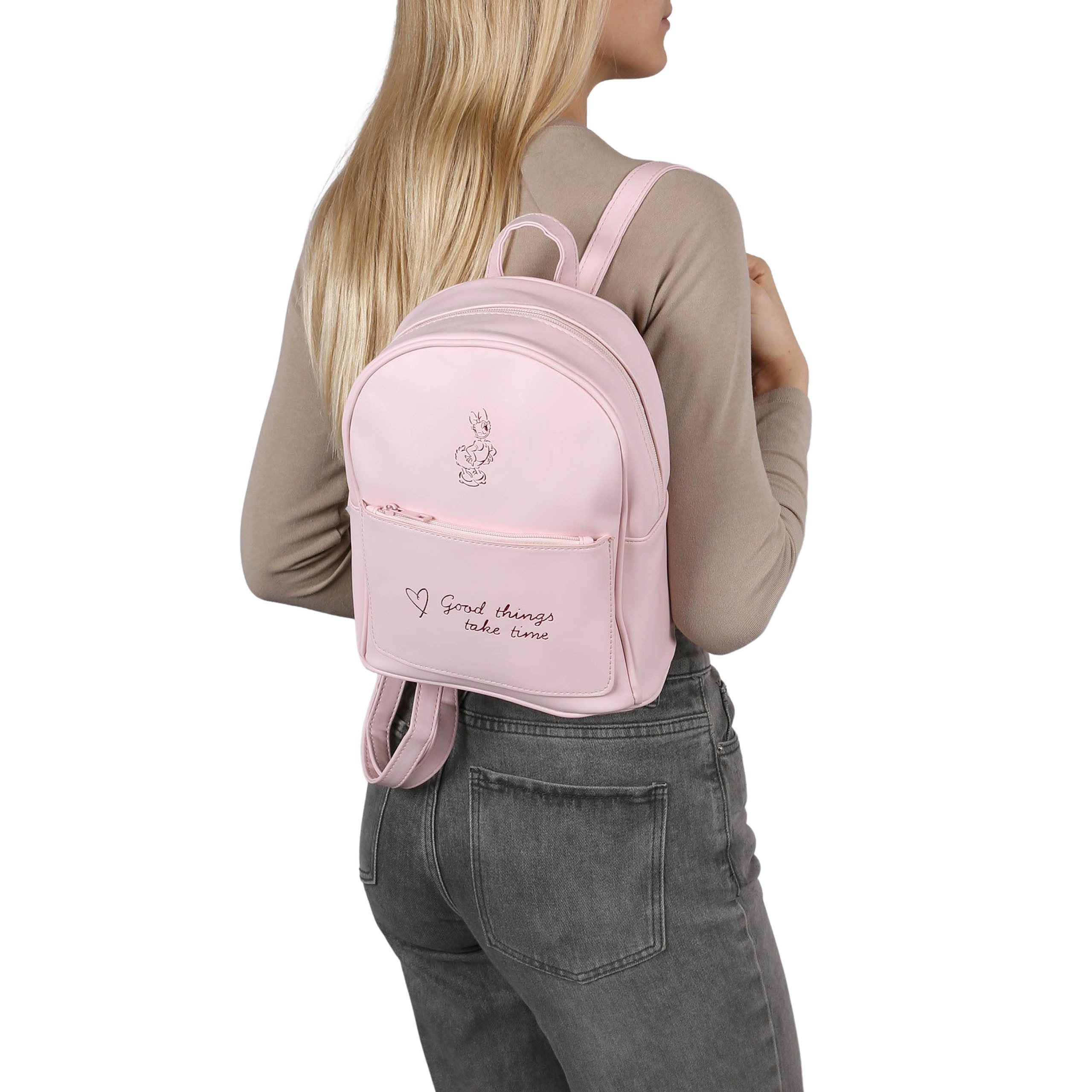 Disney Cityrucksack Disney Daisy Rosa Lederrucksack, city Damenrucksack 22x10x27,5 cm