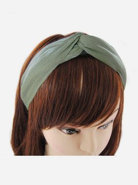 axy Haarreif Breiter Haarreif mit raffinierten Knoten, Gefalteter Stoff mit leichtem Glanz, Vintage Haareifen Haarband