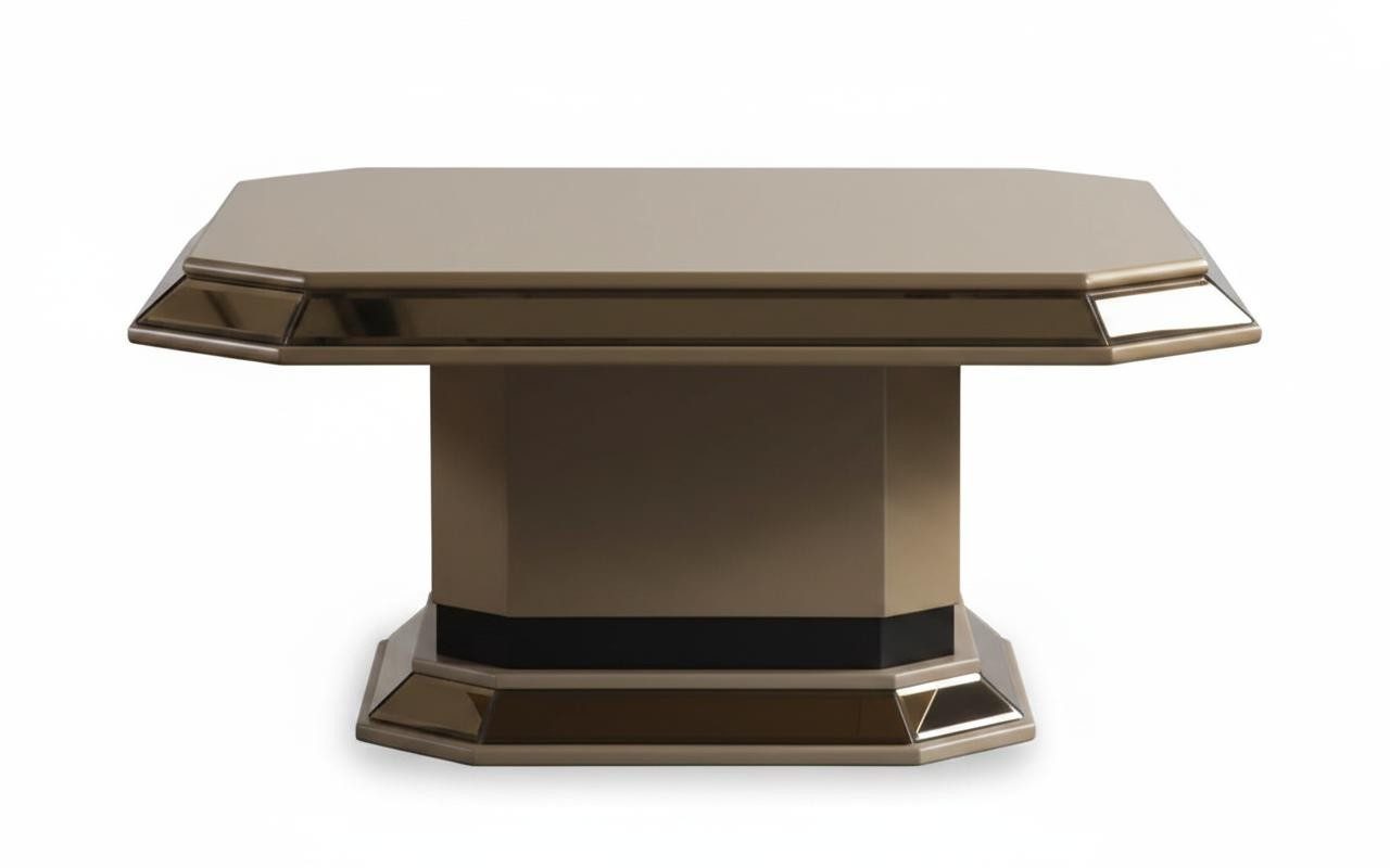 Xlmoebel Couchtisch Quadratischer Couchtisch in Beige und Gold für modernes, Made in Europa