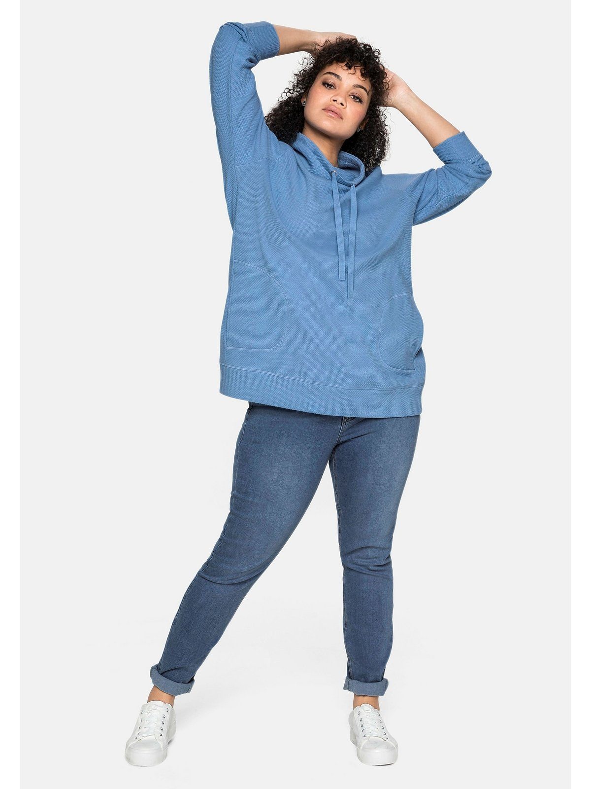 Strukturqualität jeansblau Sweatshirt in Sheego Größen Große