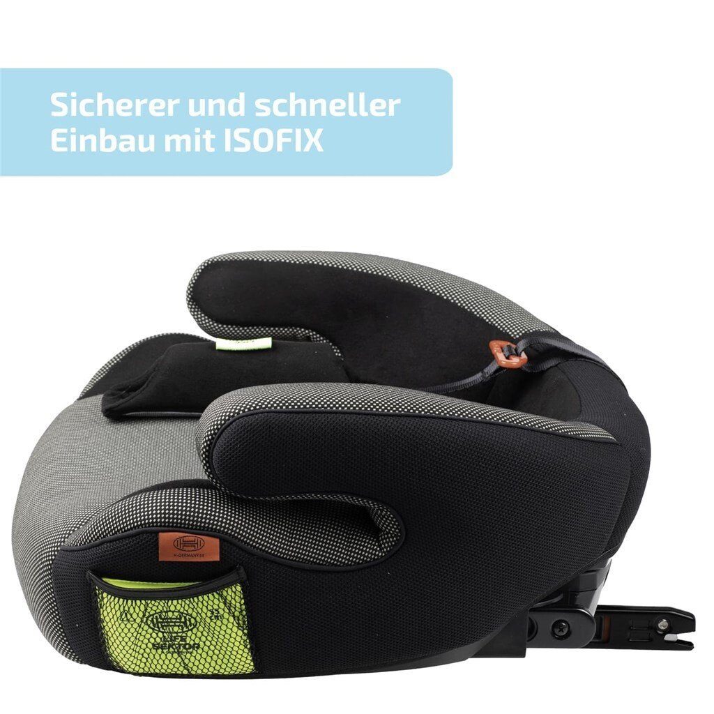 ISOFIX+ Sitzerhöhung schwarz Autokindersitz HEYNER kg) Gurtführung(15-36 + Autokindersitz