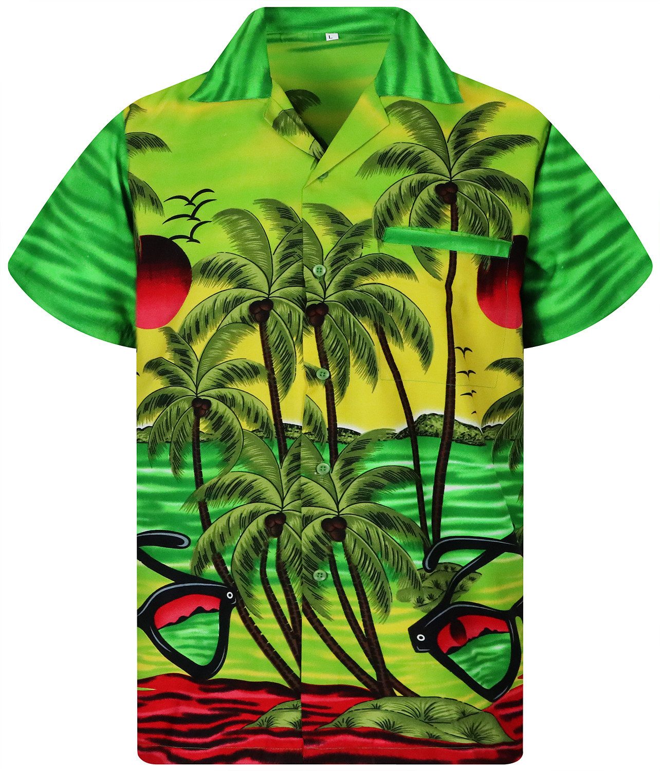 King Kameha Hawaiihemd Sunglasses Funky Hawaii-Hemd Kurzarm Front-Tasche St günstig online kaufen