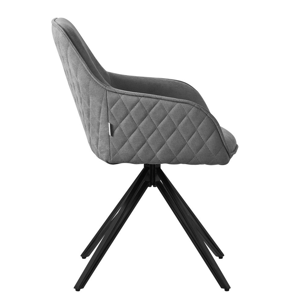 ML-DESIGN Polsterstuhl Esszimmerstuhl aus Textil Webstoff mit Metallbeine, 360° drehbar (2 St), Stuhl mit Rücken-& Armlehne Grau Küchenstuhl Wohnzimmerstuhl